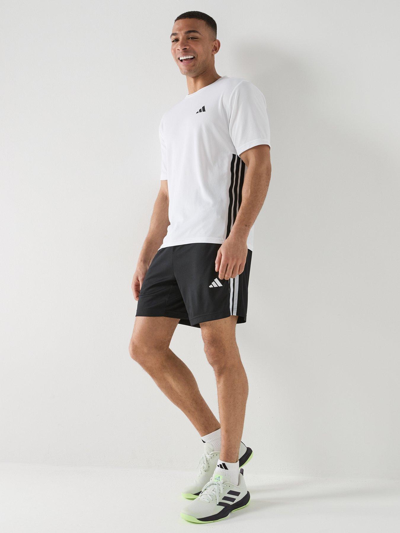 Image 6 of 6 of adidas Mens Training Workout Essentials Base 3-stripe T-shirt - White