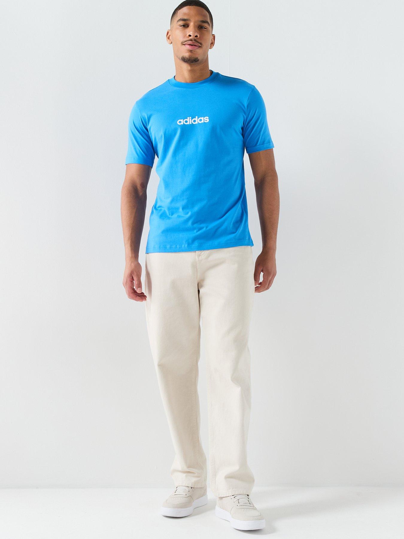 adidas Sportswear Men's Essentials Linear Single Jersey T-Shirt - Blue ...