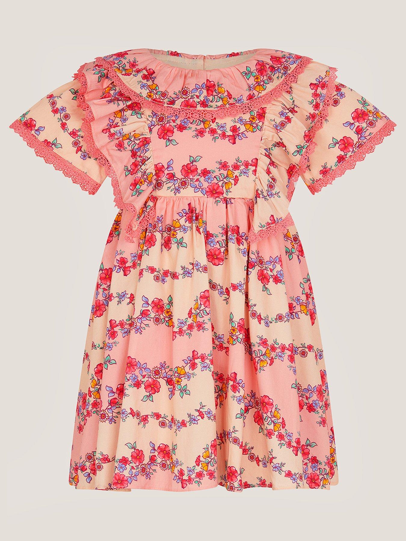 Monsoon Baby Girls Frilly Treasure Trove Dress - Pink