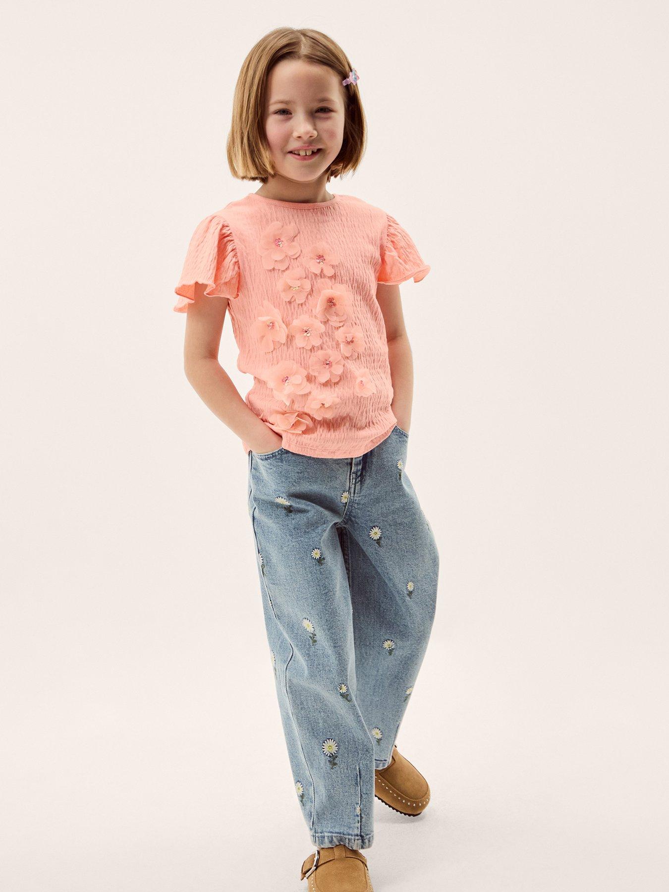 Monsoon Girls Pink Jersey Embroidered Tshirt - Pink