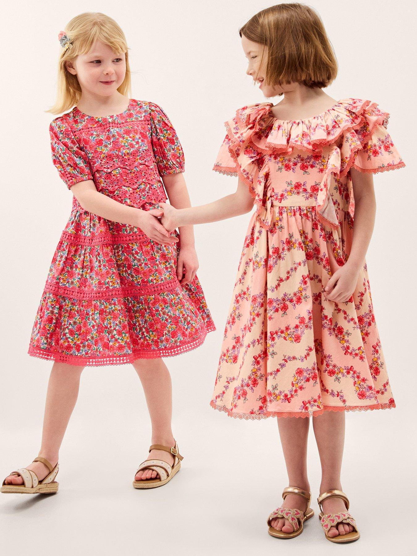 Monsoon Girls Frilly Treasure Trove Dress - Pink