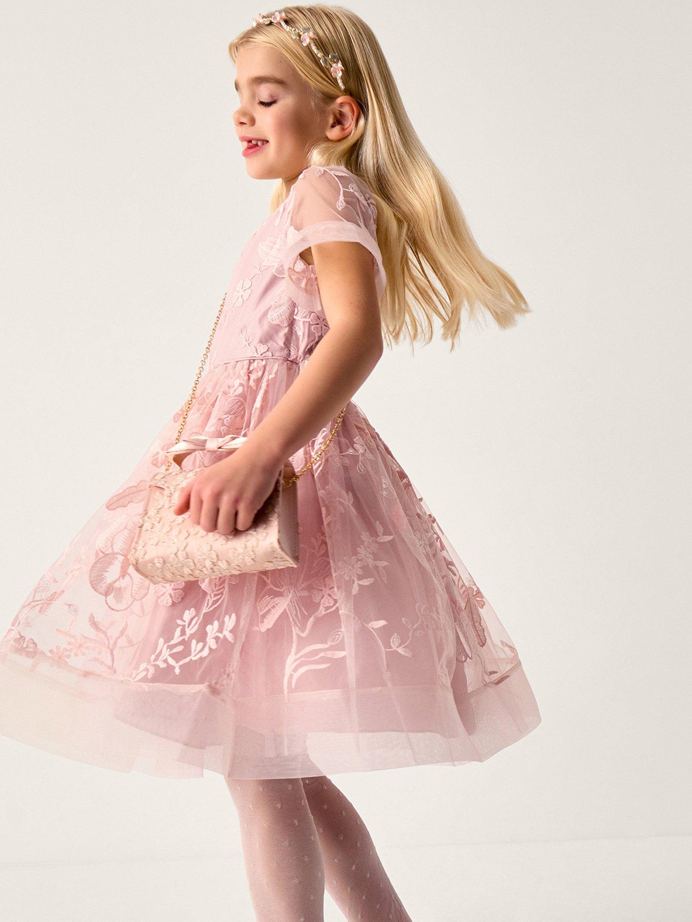 Monsoon Girls Monte Carlo Embroidered Dress - Pink