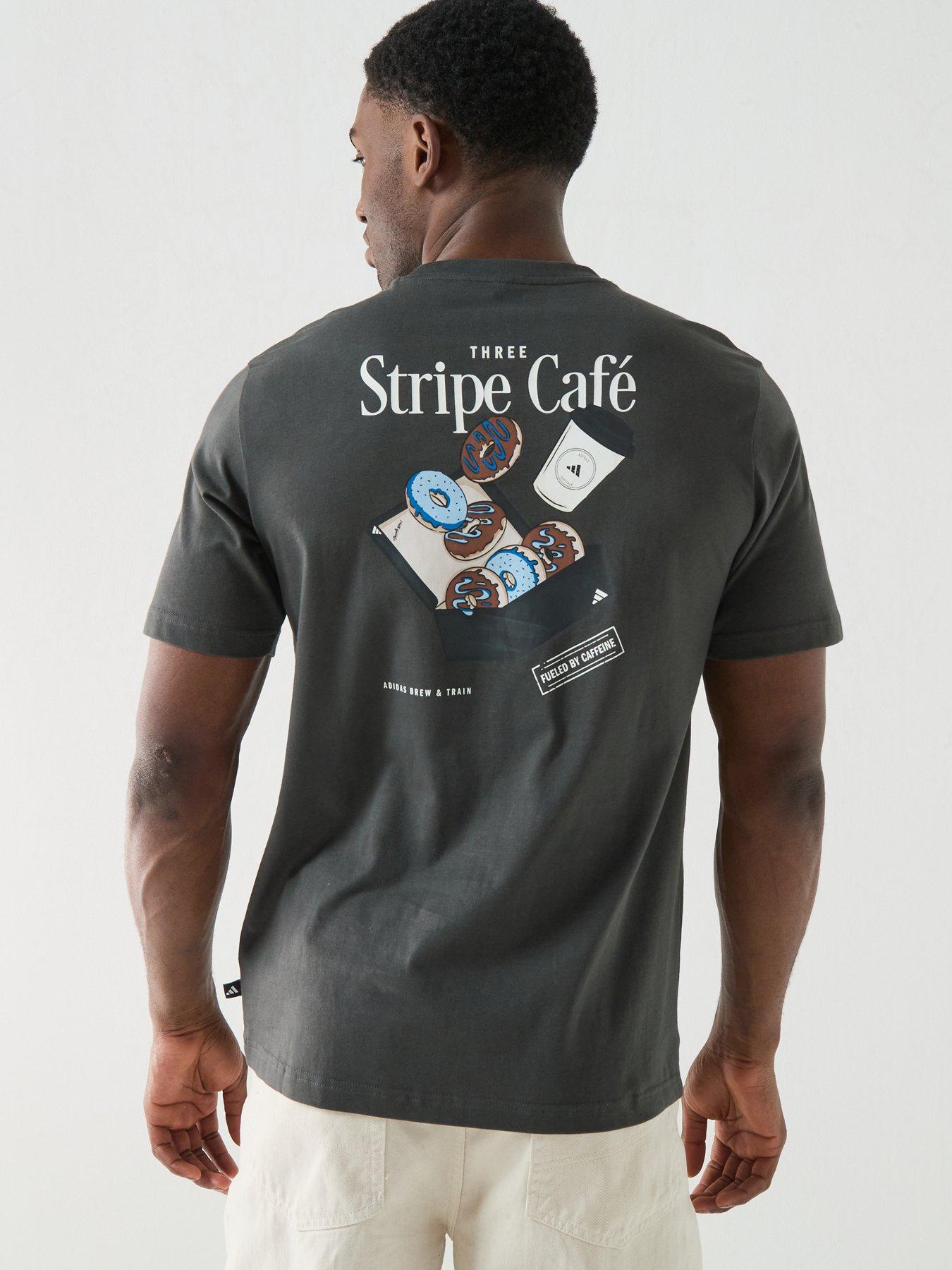 adidas Sportswear Men's Coffee Cafe Donut Box Graphic T-Shirt - Grey