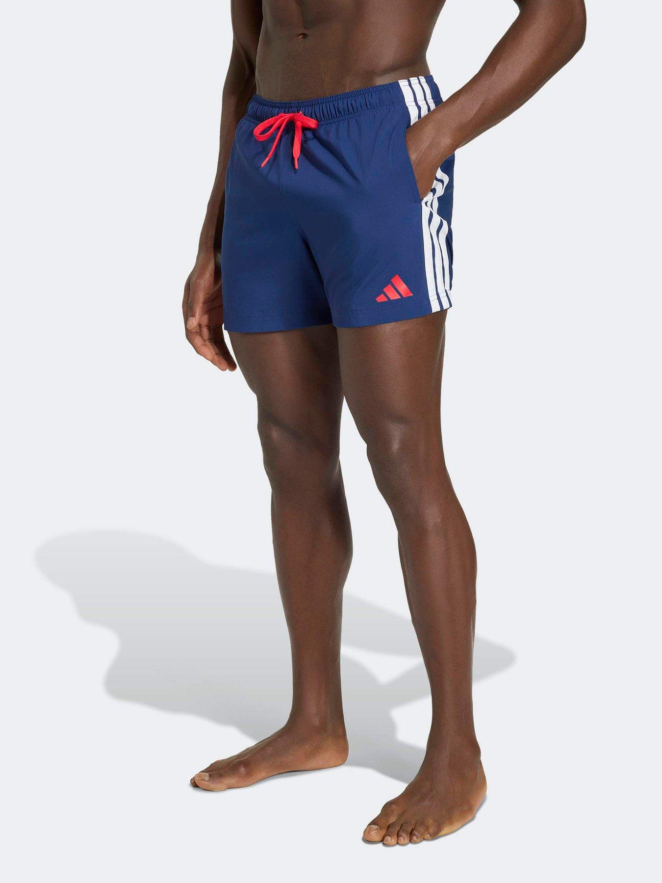 adidas: Mens Swim 3 Stripe 5 Inch Swim Short - Navy