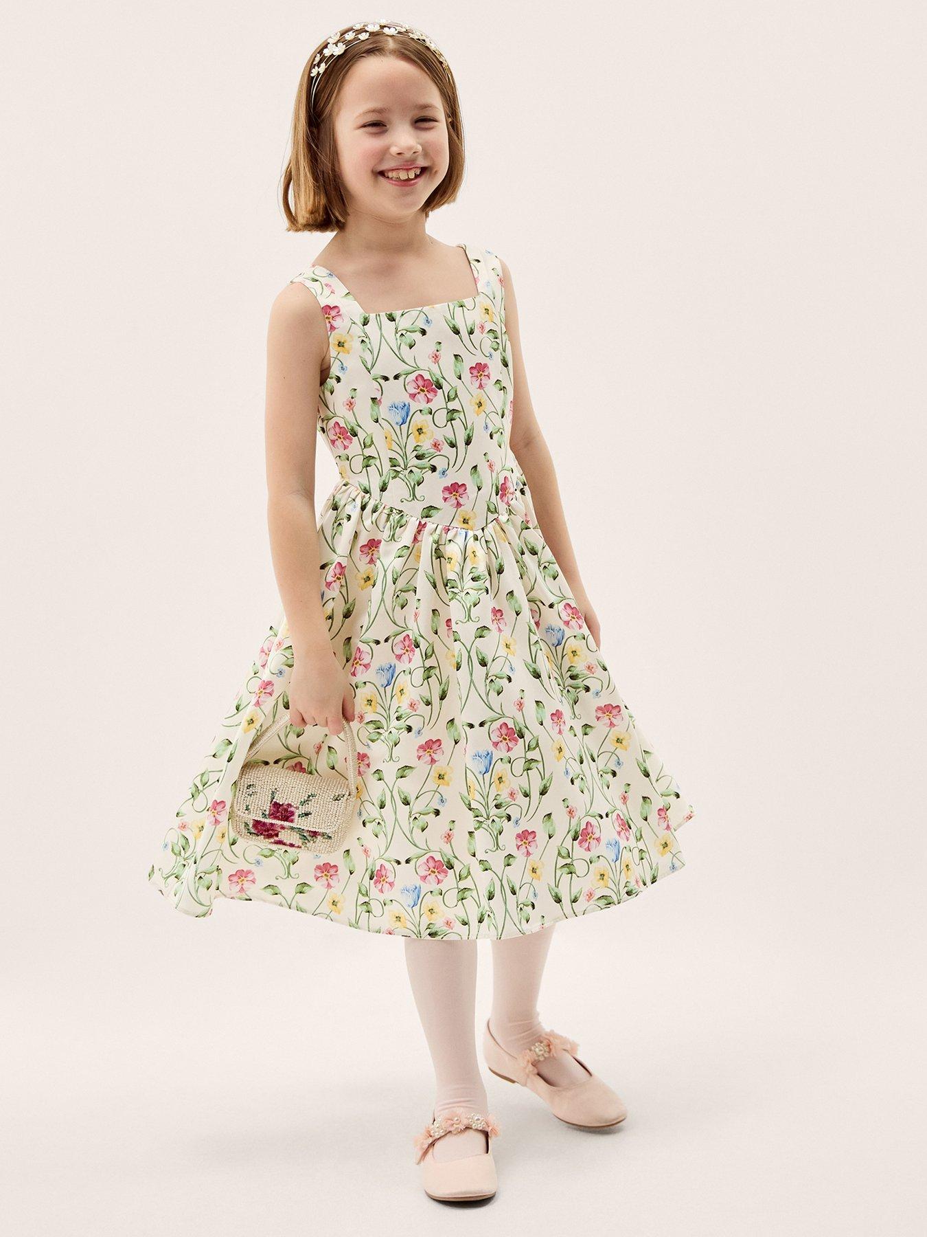 Monsoon Girls Dancer Botanical Print Dress - Multi