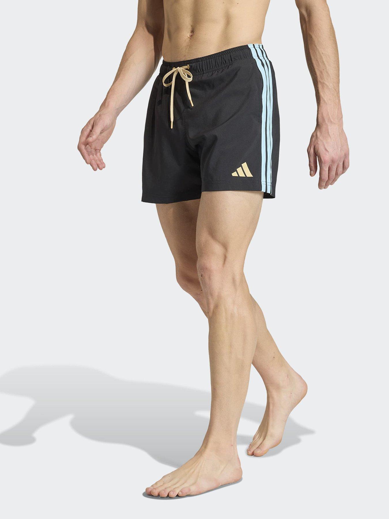 adidas Mens Swim 3 Stripe 5 Inch Swim Short - Black