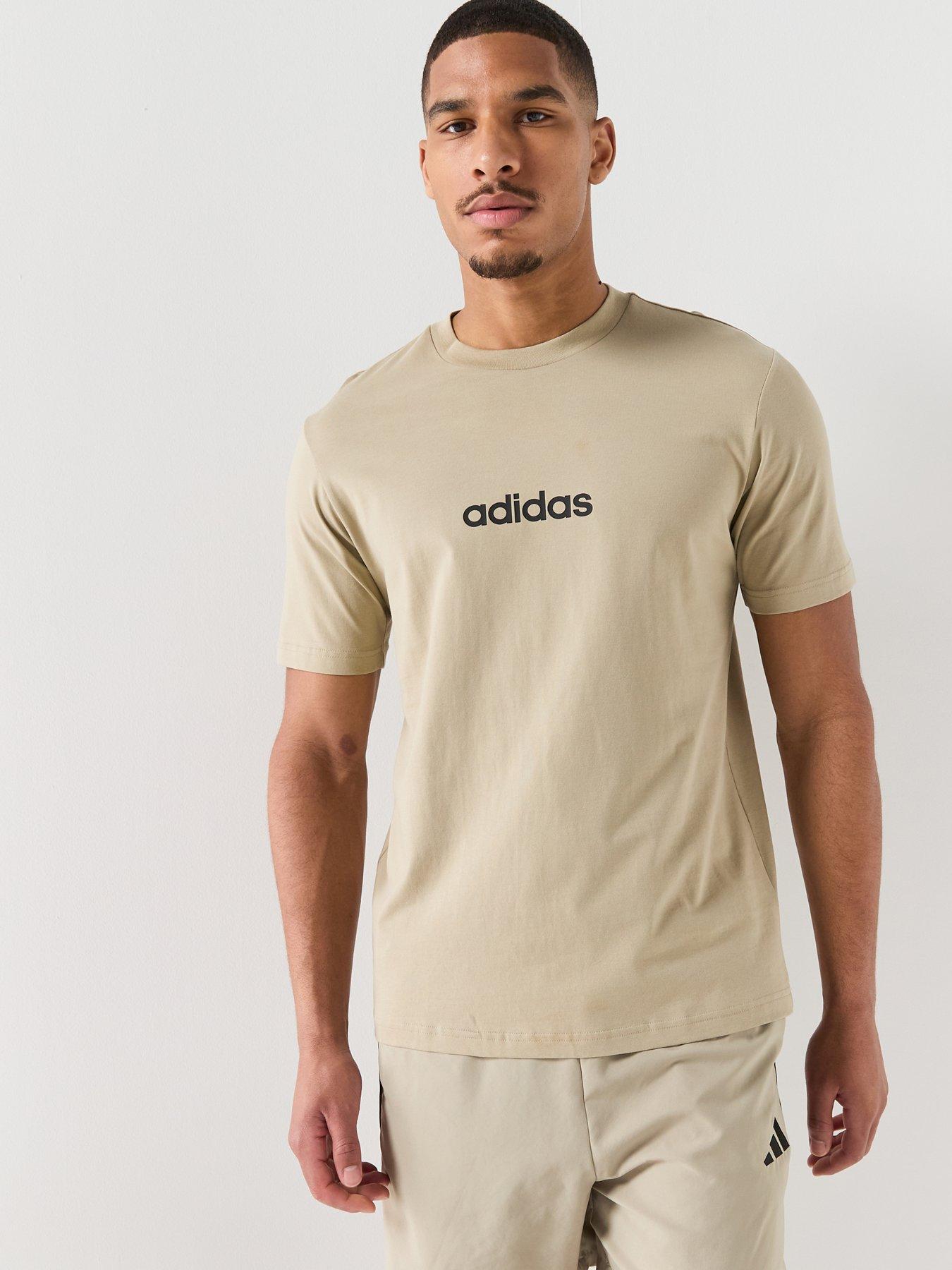 adidas Sportswear Men's Essentials Linear Single Jersey T-Shirt - Brown