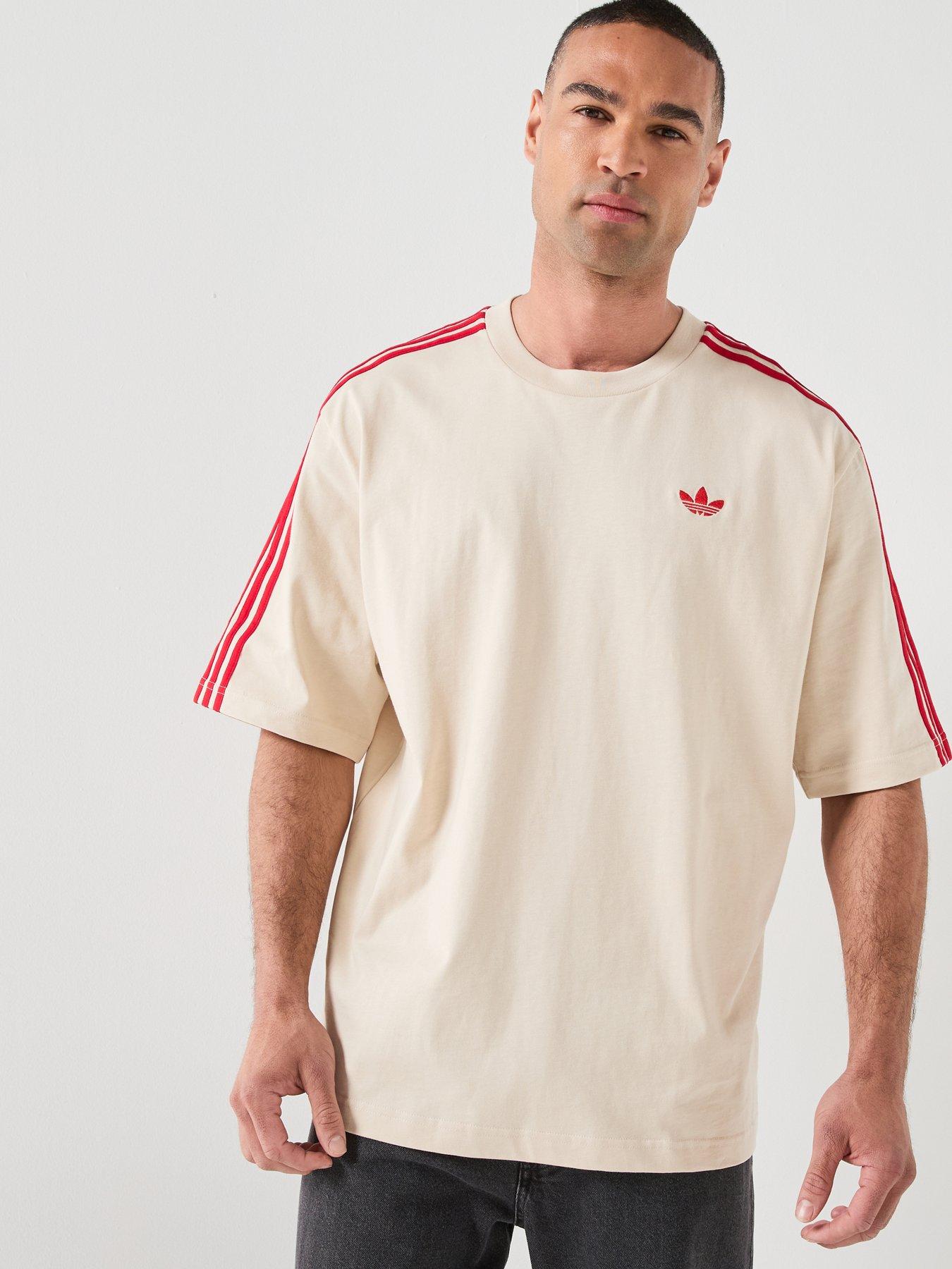 adidas Originals Mens 3 Stripe Tee - Beige