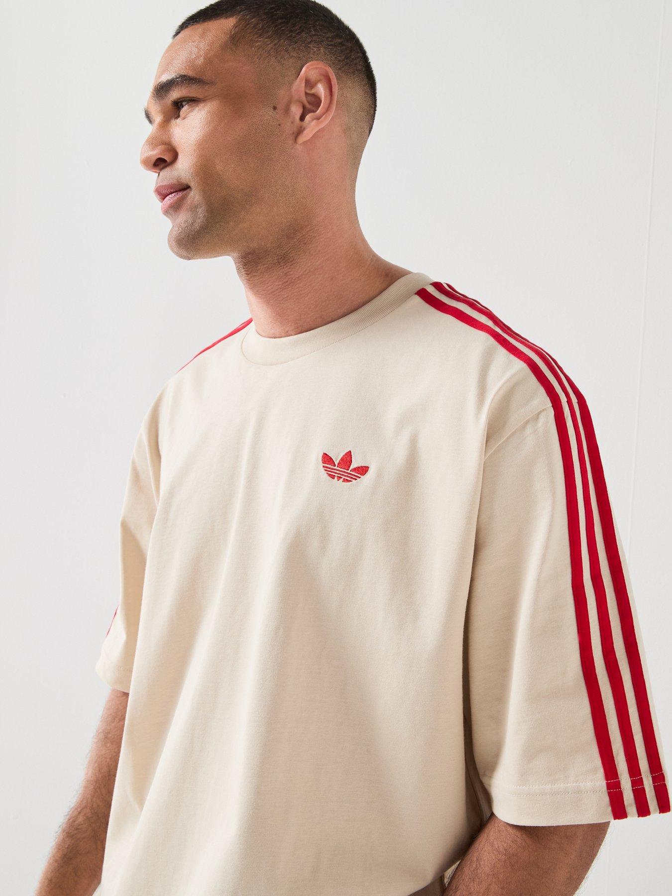 Image 5 of 6 of adidas Originals Mens 3 Stripe Tee - Beige