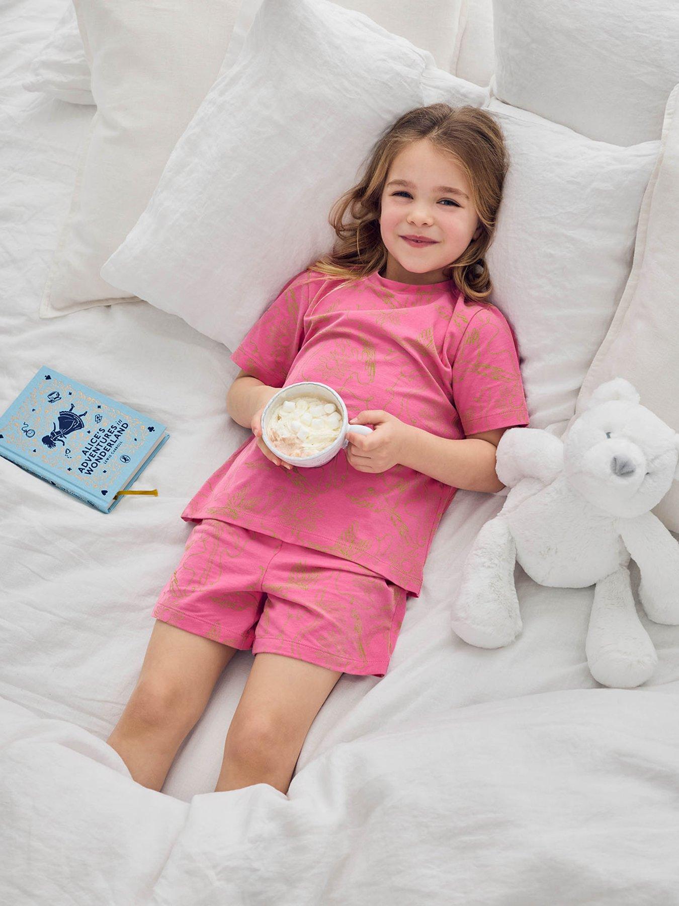 Image 1 of 7 of CHELSEA PEERS Kids Mini Me Fiesta Graphic Shorty Pyjamas - Pink