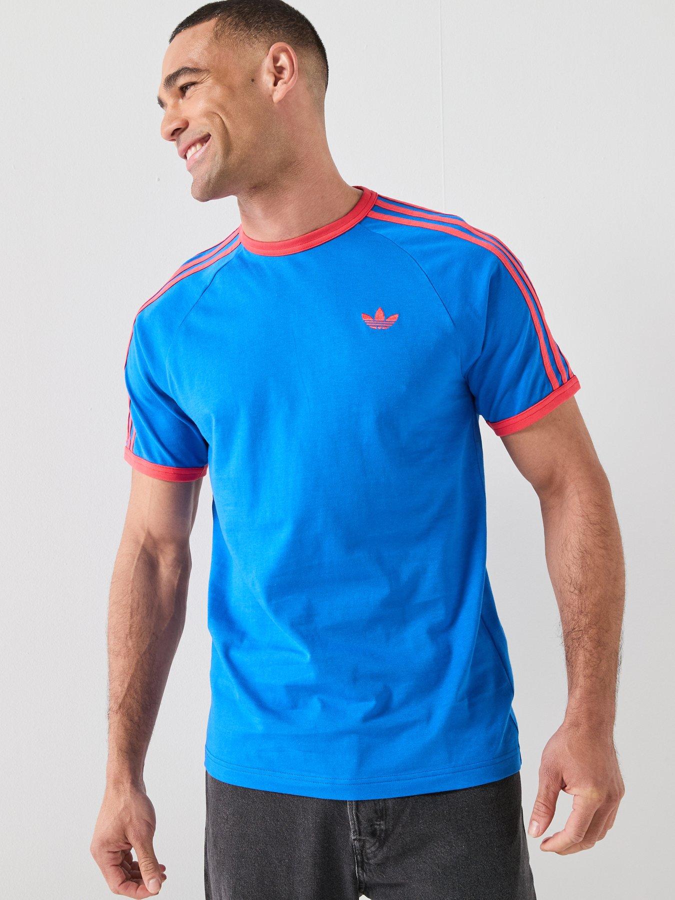 adidas Originals Men's 3-Stripe T-Shirt - Blue/Red