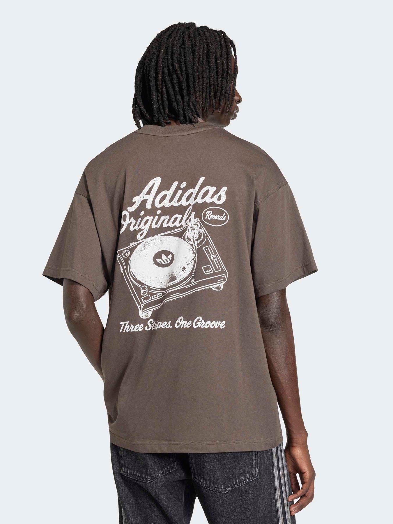 adidas Originals Mens Record Graphic T-shirt, Shadow Olive, Size M, Men
