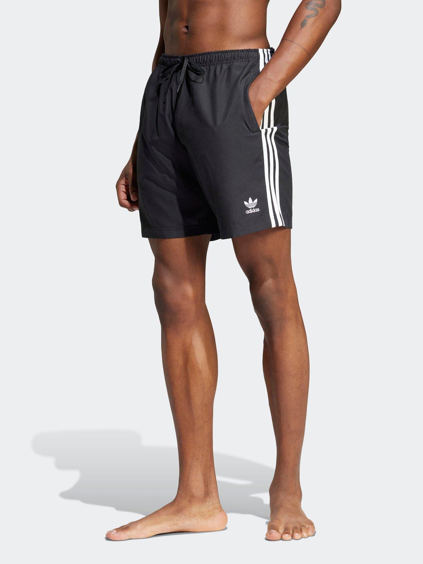 adidas Originals Men's Adicolor 3-Stripes 8-Inch Swim Shorts - Black