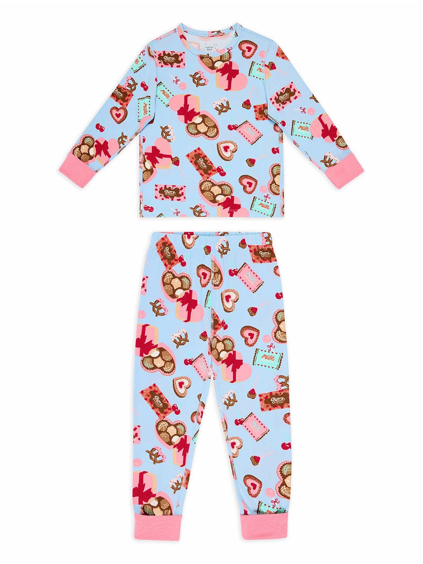 CHELSEA PEERS Kids Chocolate Box Print Long Pyjama Set - Blue