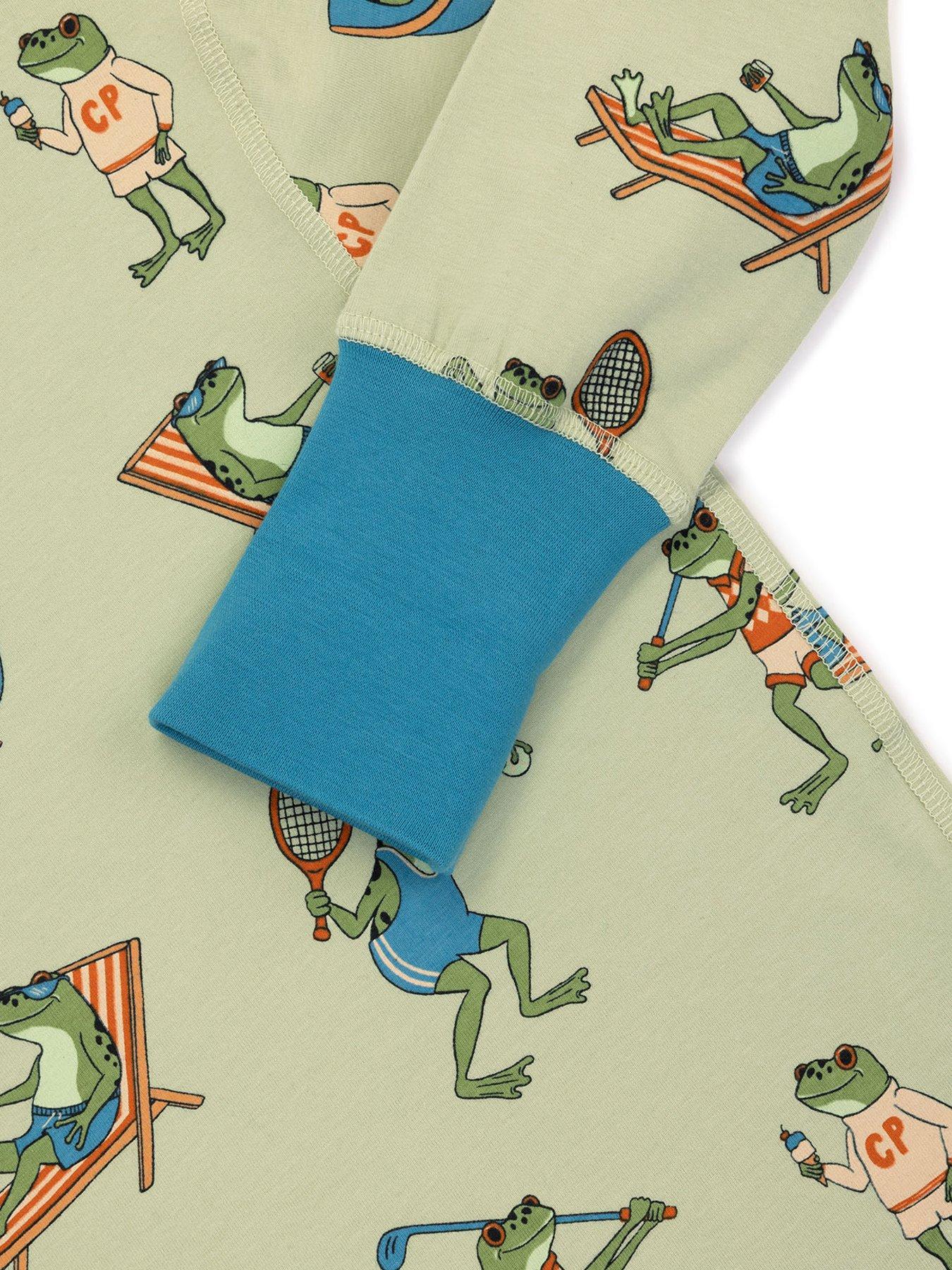 Image 2 of 3 of CHELSEA PEERS Kids Frog Print Pyjamas - Khaki