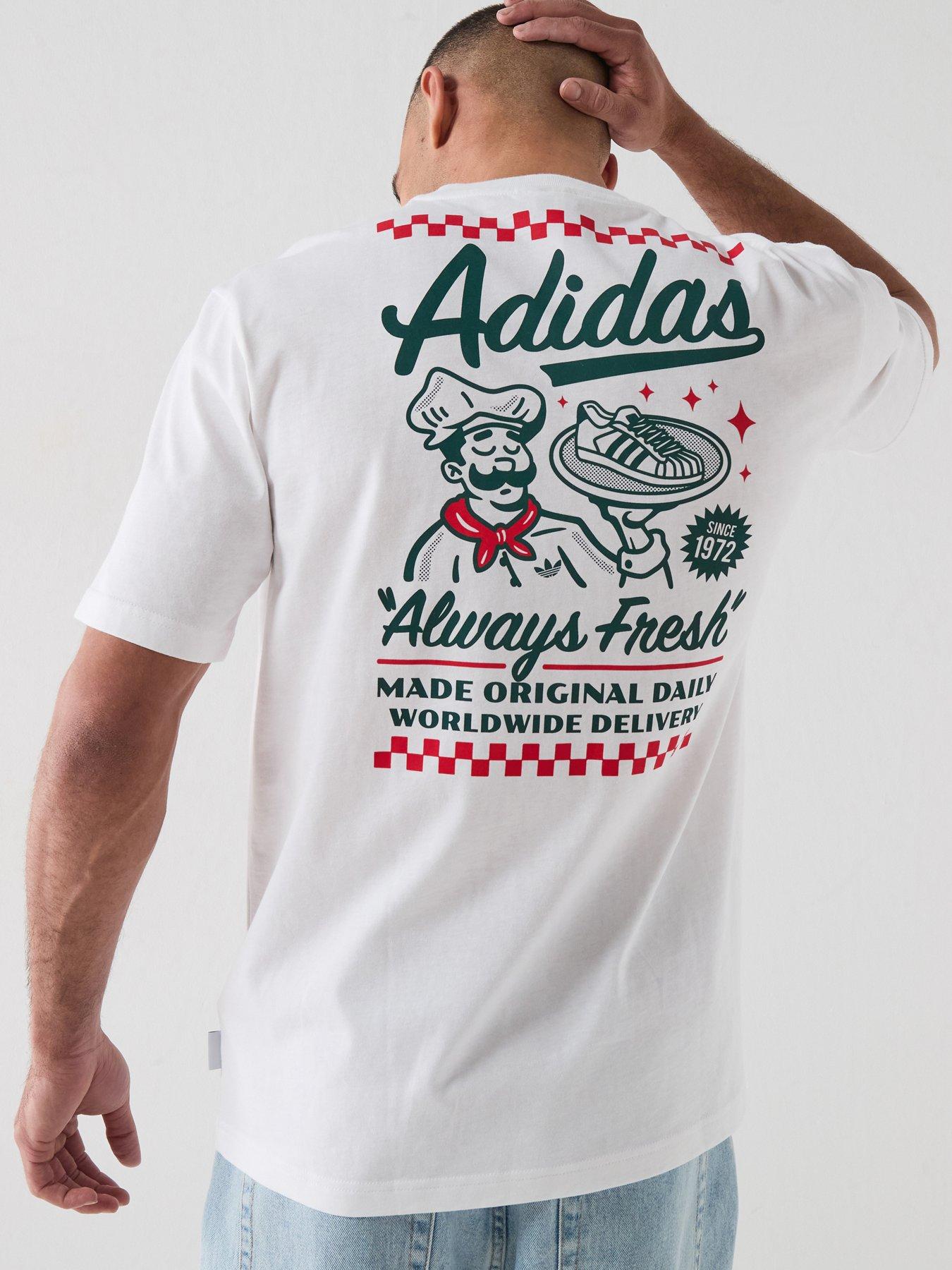 adidas Originals Men's Loose Pizza Graphic T-Shirt - White