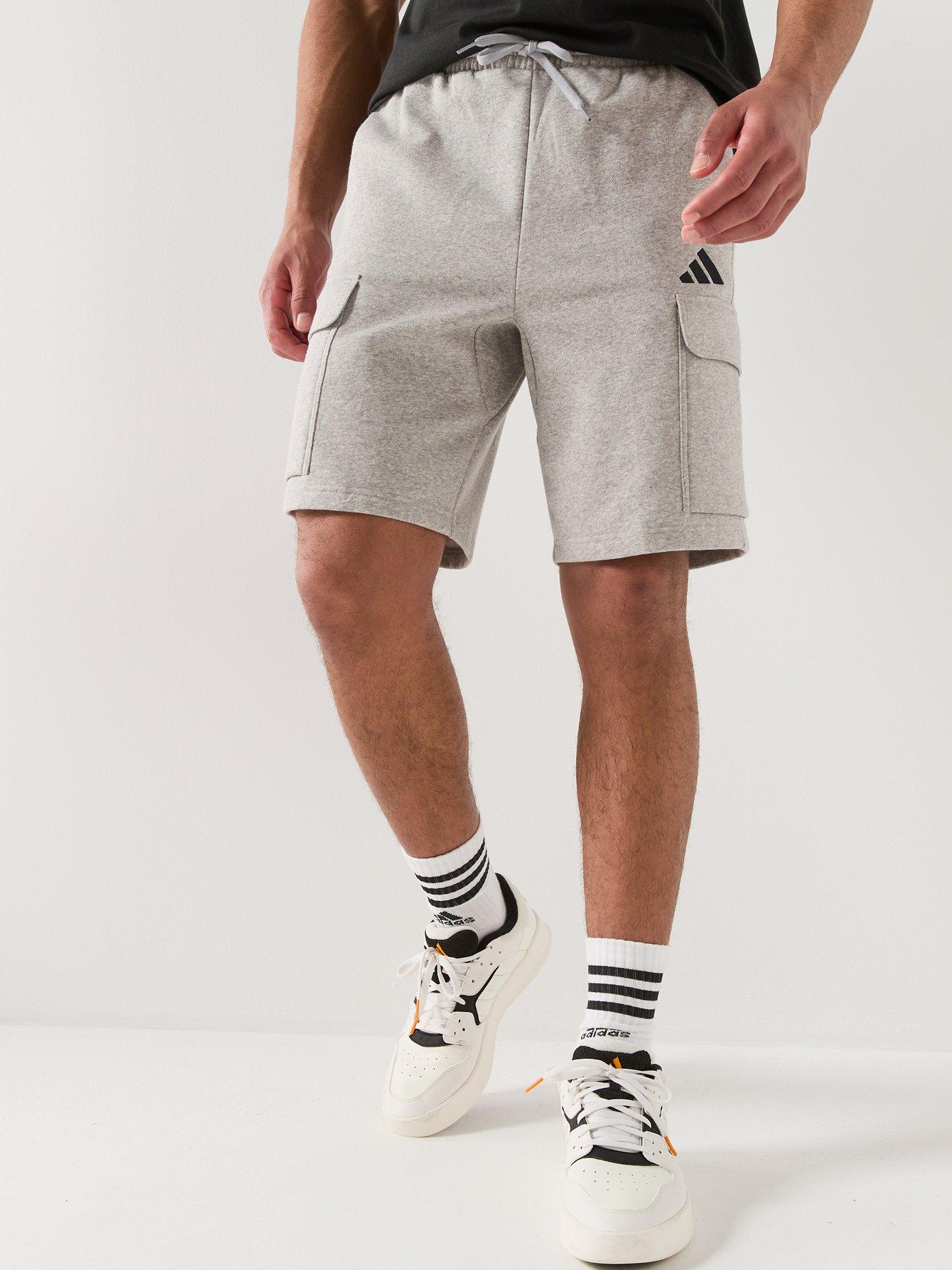 Adidas Sportswear Men'S Essentials Feelcozy Fleece Cargo Shorts - Grey