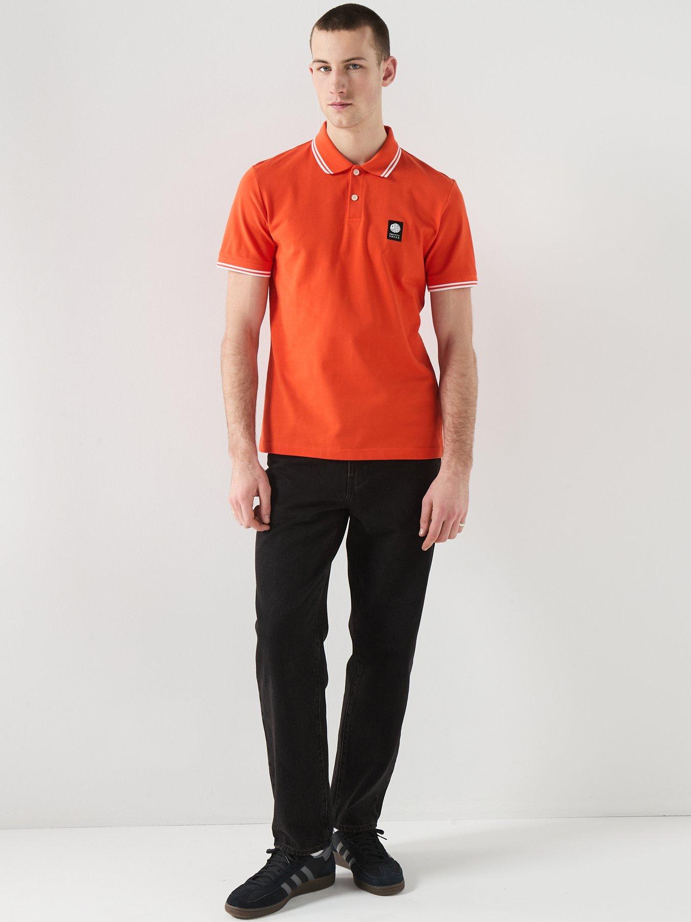 Pretty Green Rayner Short Sleeve Tipped Polo Shirt - Orange