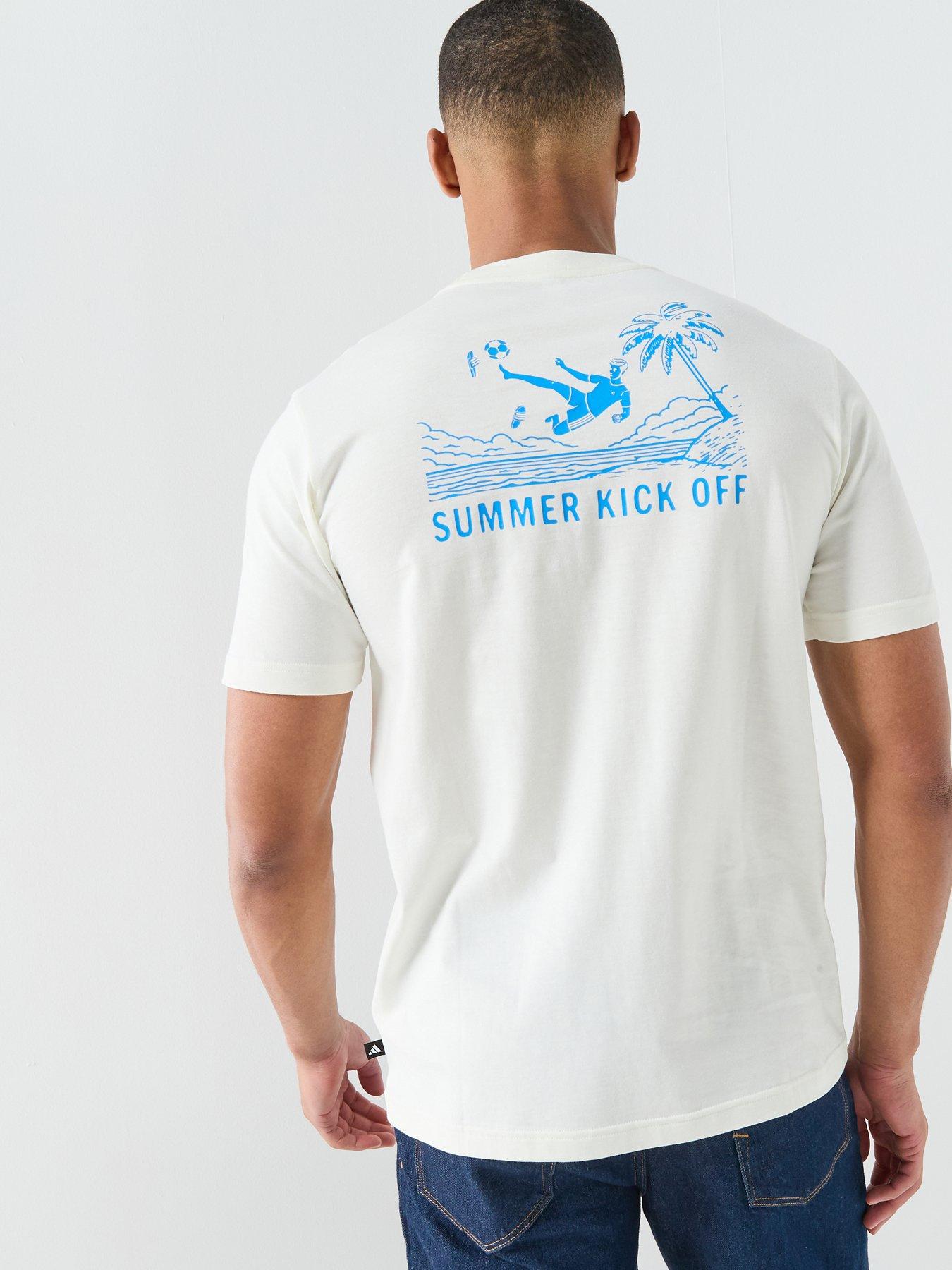 Image 1 of 6 of adidas Sportswear Men's Summer Slides Sport Graphic T-Shirt - Off White