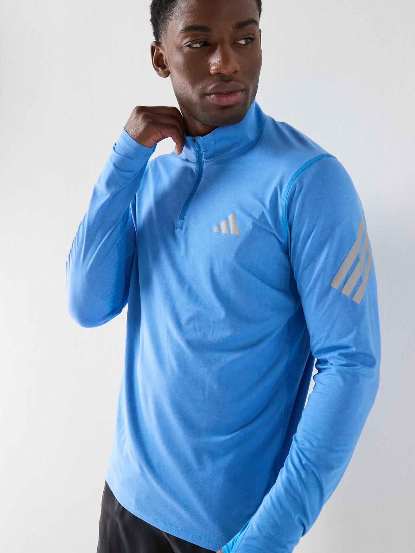 adidas: Mens Running Adi365 Iconic Stripes 1/4 Zip - Blue