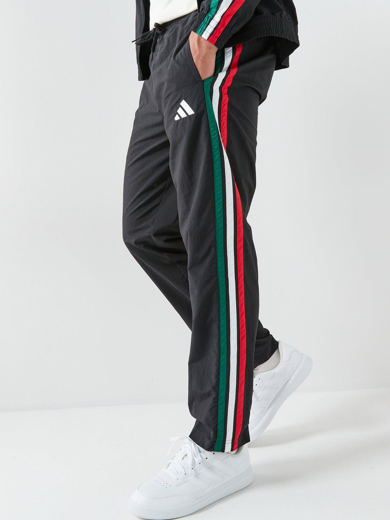 adidas Sportswear Men's Essentials 3 Striipes Tracksuit Pants, Black/Drkgrn/White/Be, Size 2Xl, Men