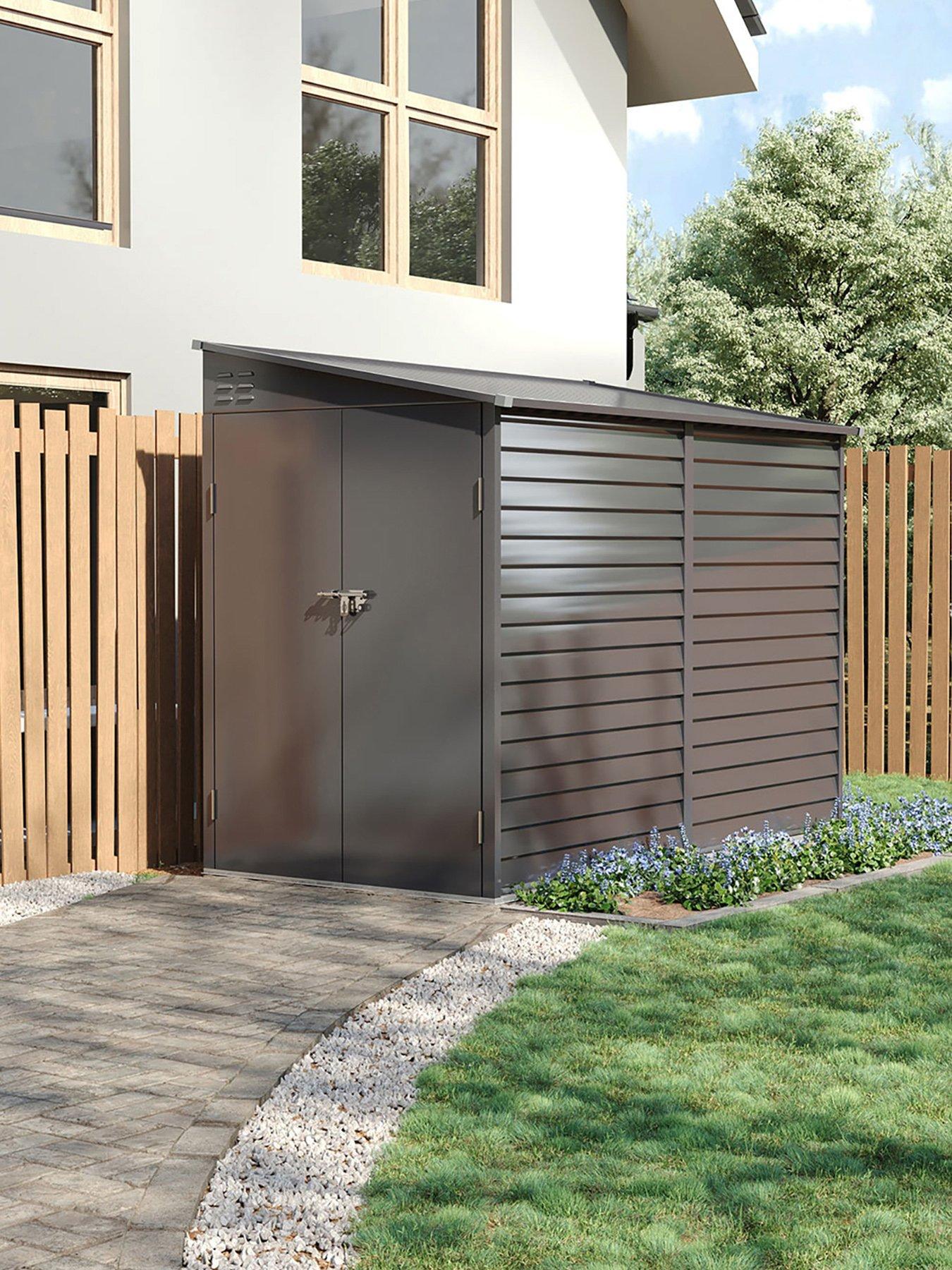 Image 1 of 7 of Living and Home 8.8 x 4.7 ft Sloping Roof Outdoor Garden Metal Storage Shed Grey