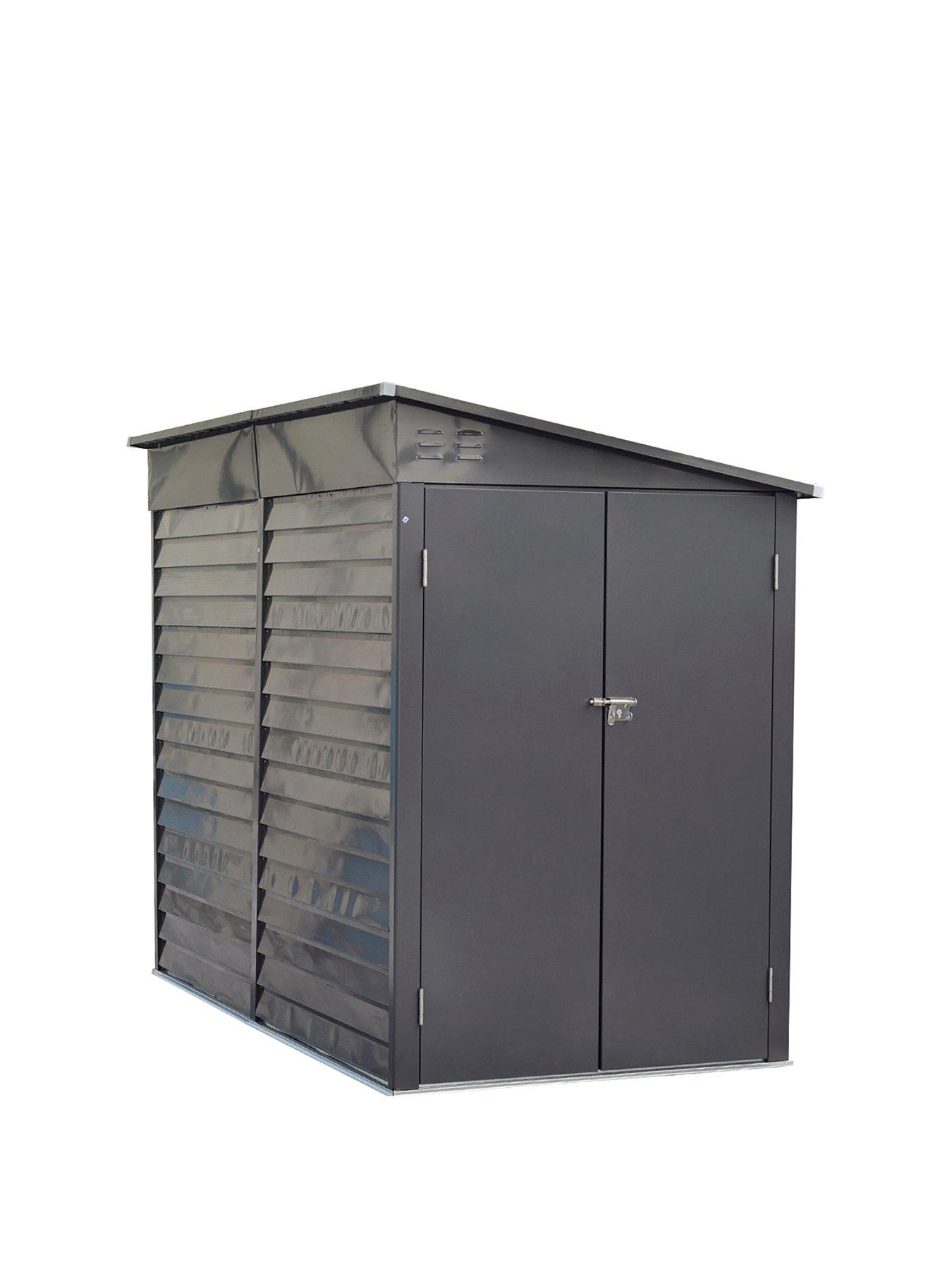 Image 2 of 7 of Living and Home 8.8 x 4.7 ft Sloping Roof Outdoor Garden Metal Storage Shed Grey