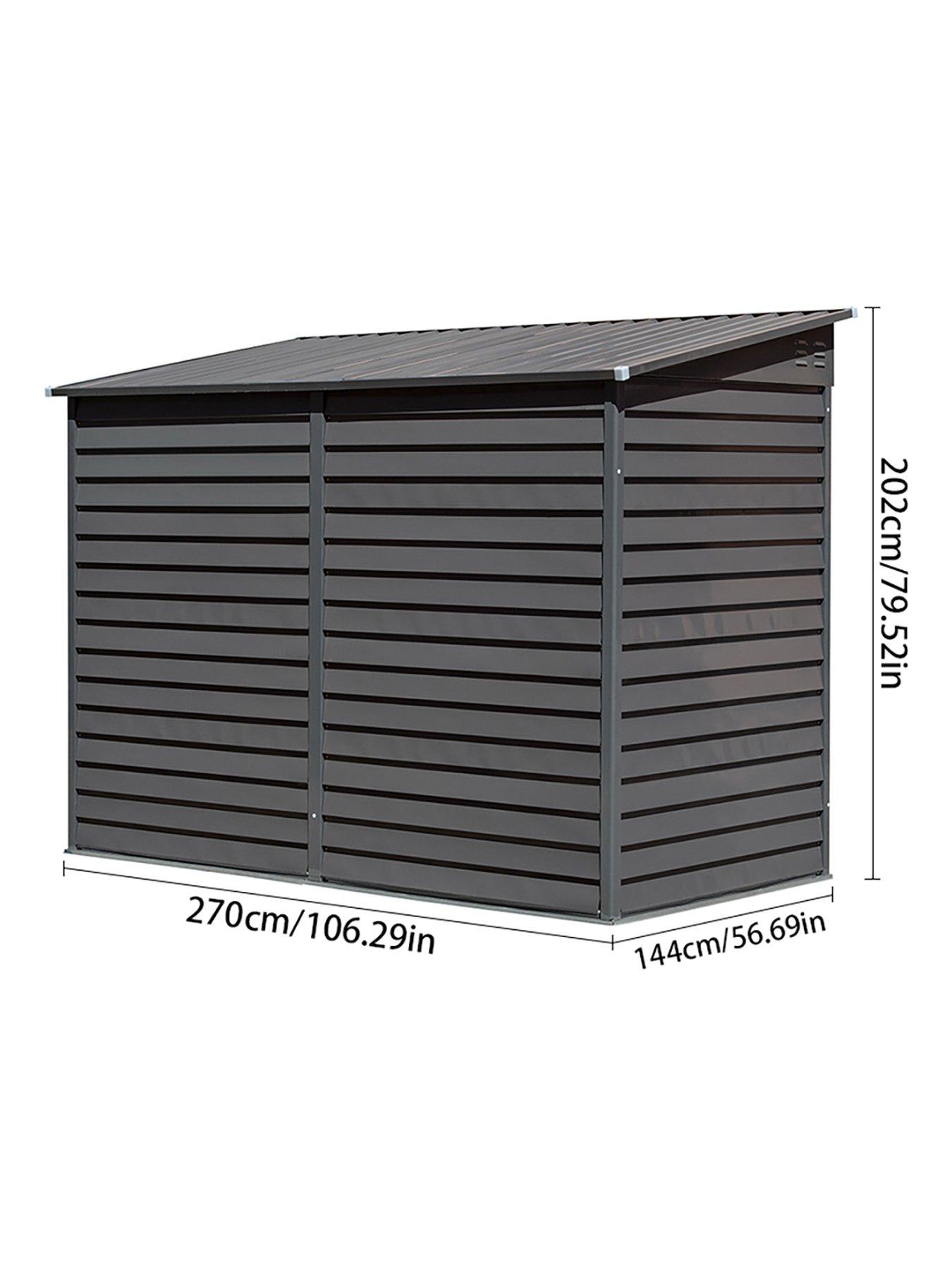 Image 7 of 7 of Living and Home 8.8 x 4.7 ft Sloping Roof Outdoor Garden Metal Storage Shed Grey