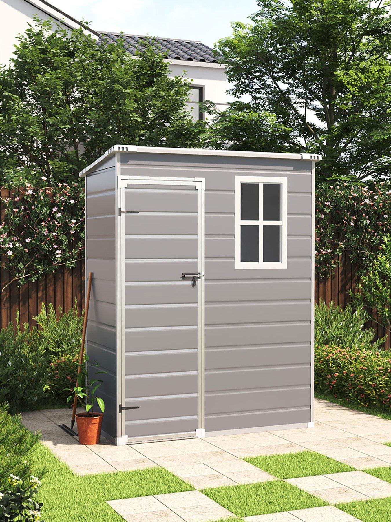Living and Home 5X3 ft Garden Plastic Pent Storage Shed with Black Roof