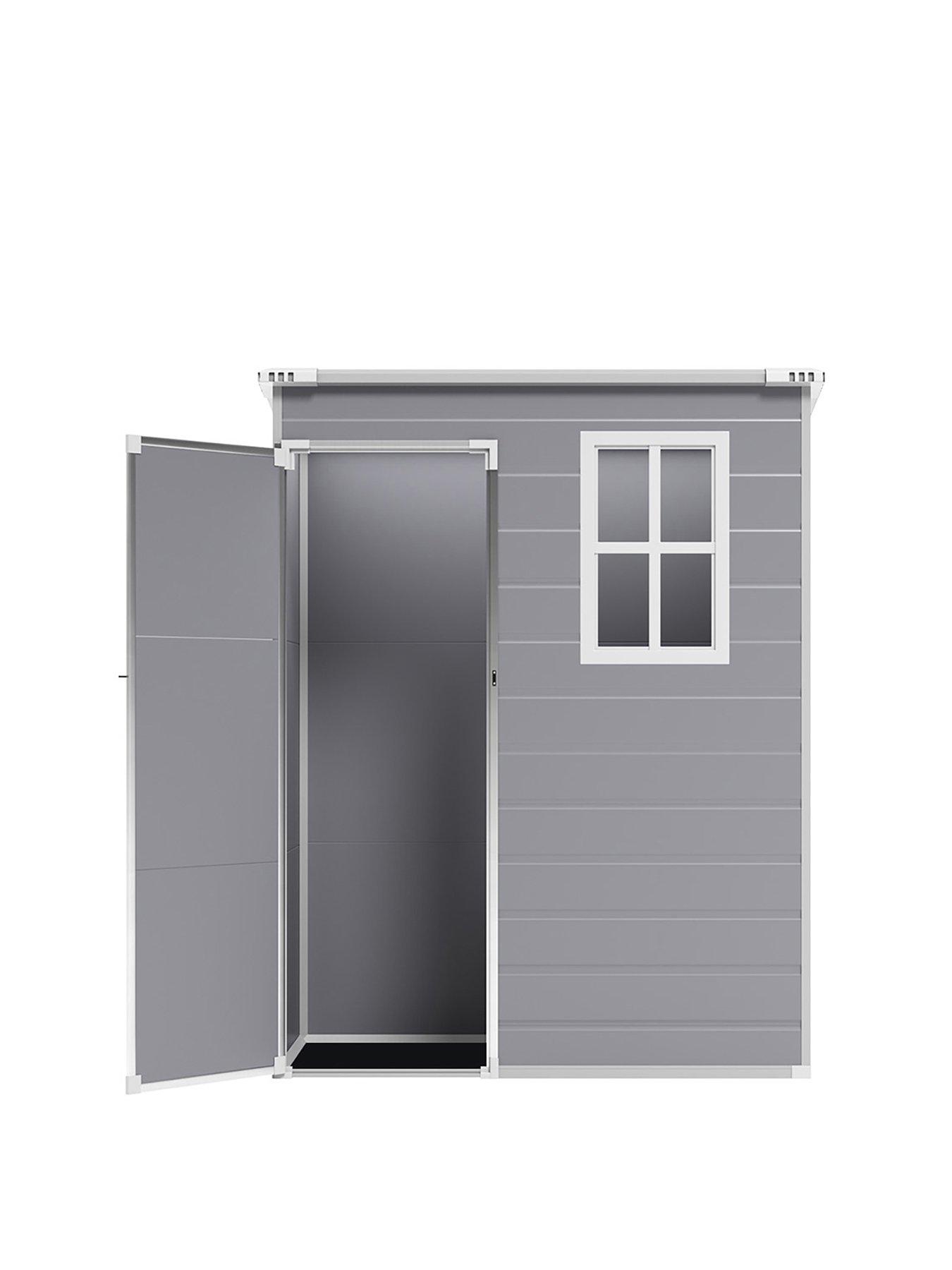 Image 2 of 7 of Living and Home 5X3 ft Garden Plastic Pent Storage Shed with Black Roof