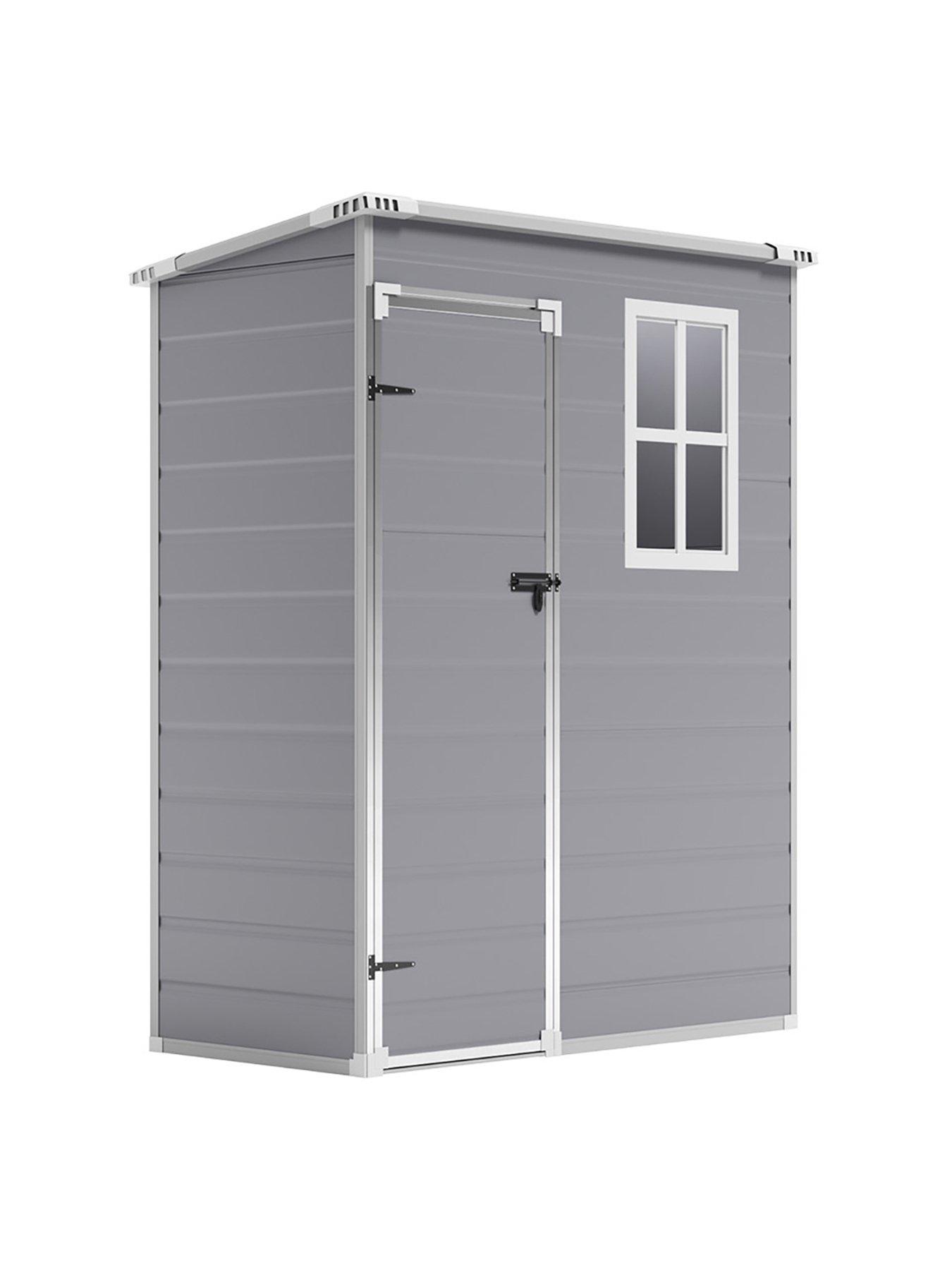 Image 3 of 7 of Living and Home 5X3 ft Garden Plastic Pent Storage Shed with Black Roof