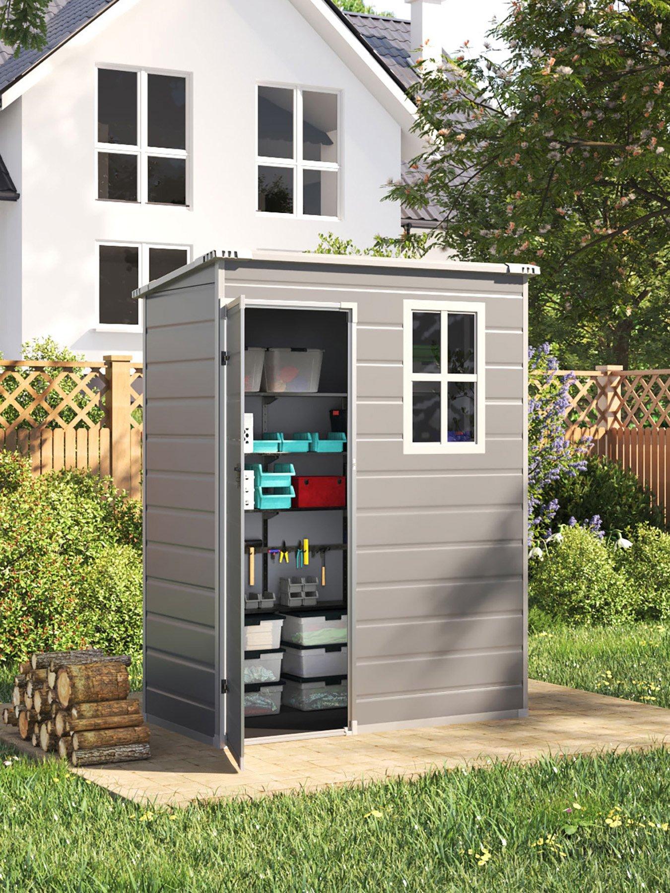 Image 4 of 7 of Living and Home 5X3 ft Garden Plastic Pent Storage Shed with Black Roof