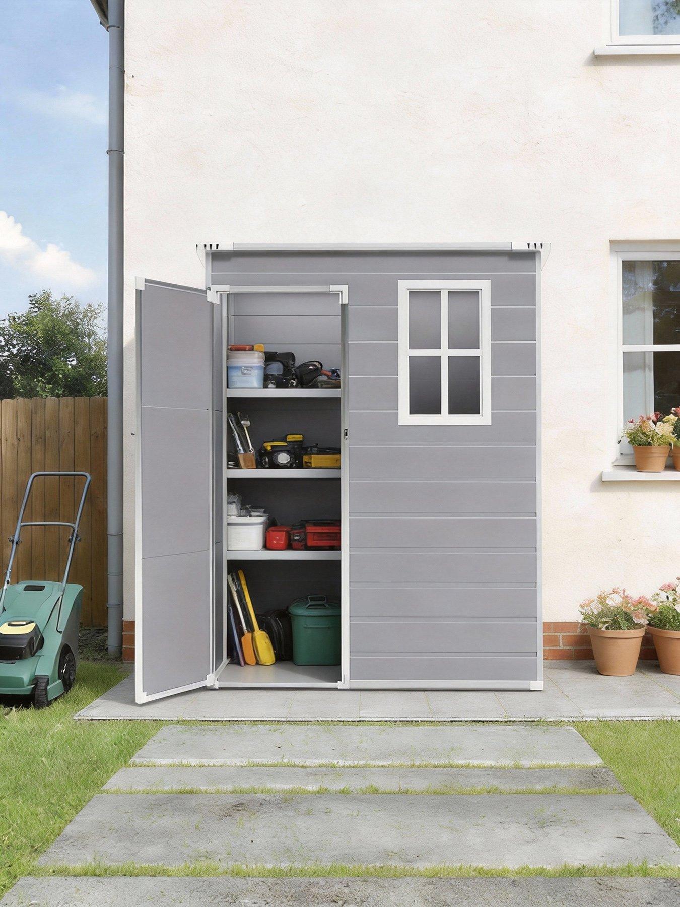 Image 5 of 7 of Living and Home 5X3 ft Garden Plastic Pent Storage Shed with Black Roof