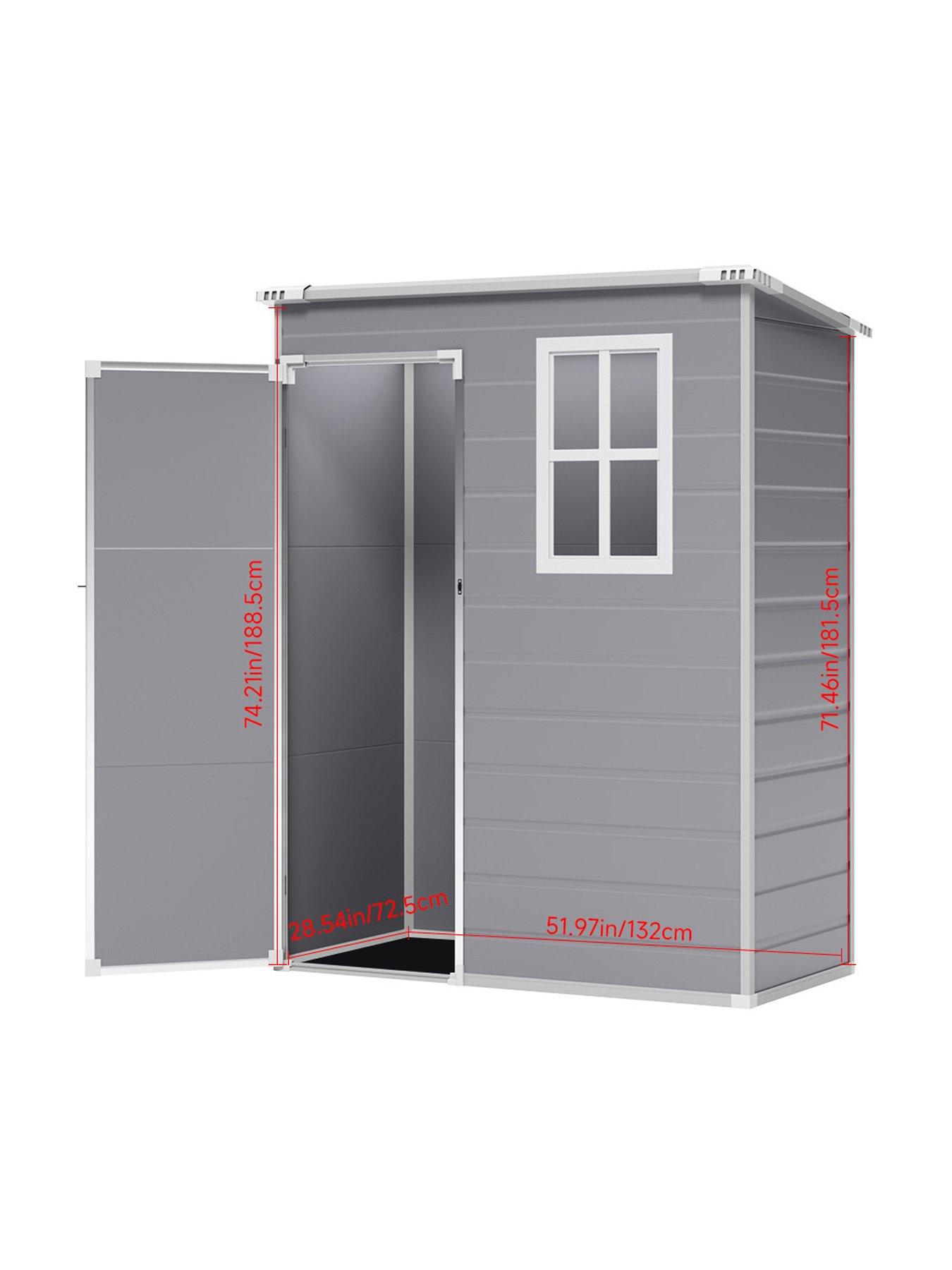 Image 6 of 7 of Living and Home 5X3 ft Garden Plastic Pent Storage Shed with Black Roof