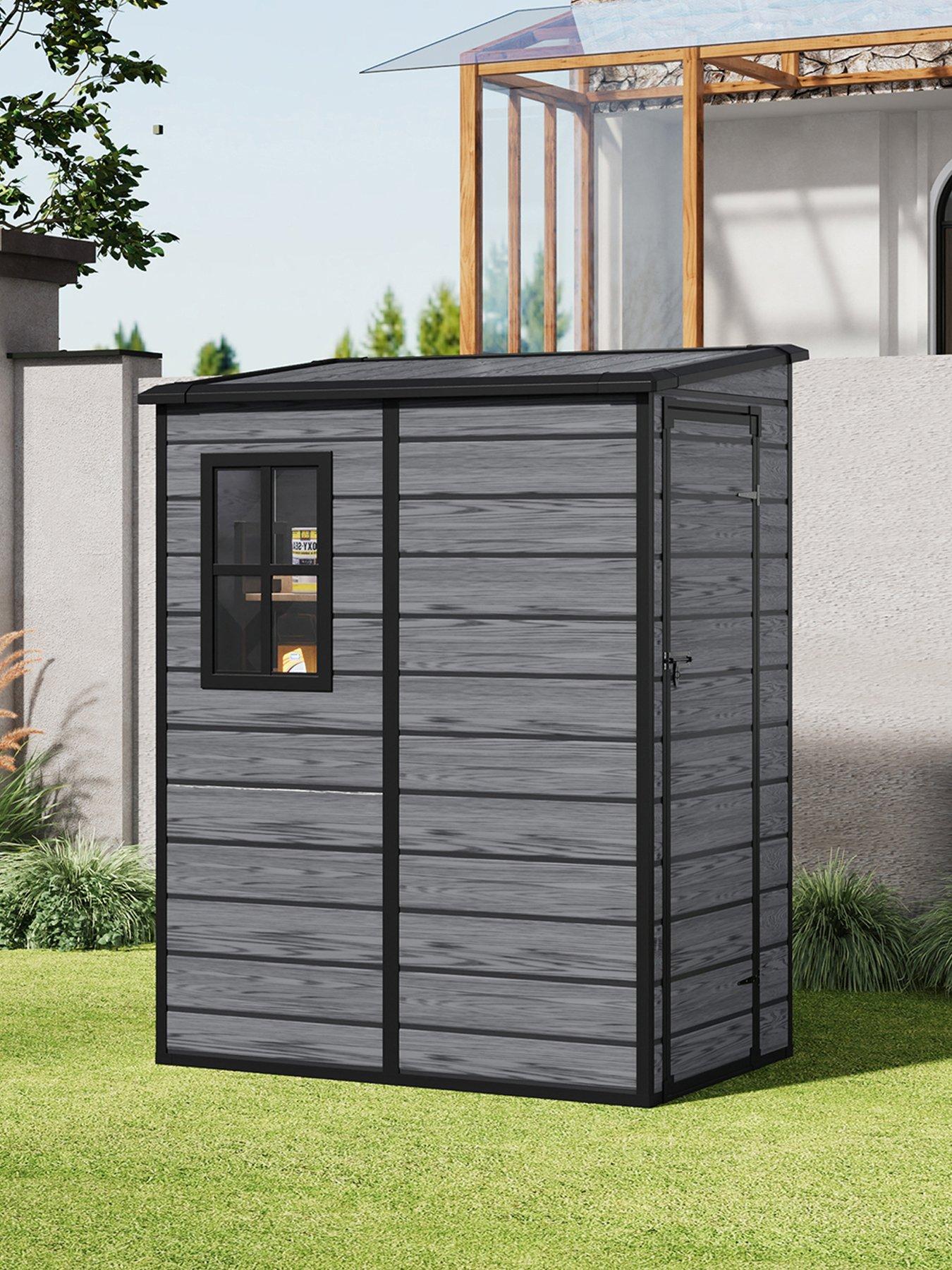 Living and Home 5 x 4ft Outdoor Plastic Shed Garden Storage Shed Grey
