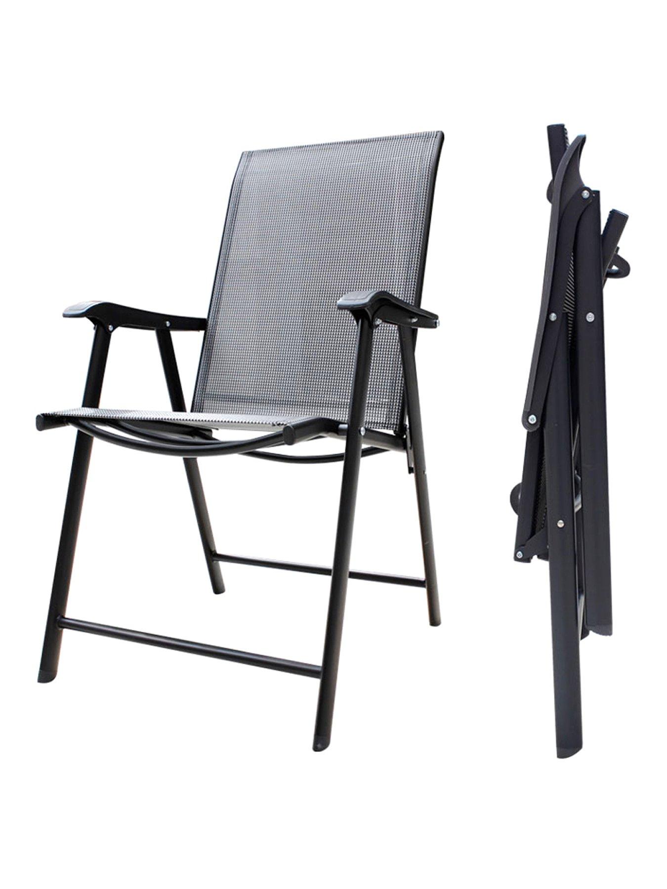 Image 2 of 7 of Living and Home Round Patio Dining Table with 2 Piece Foldable Chairs