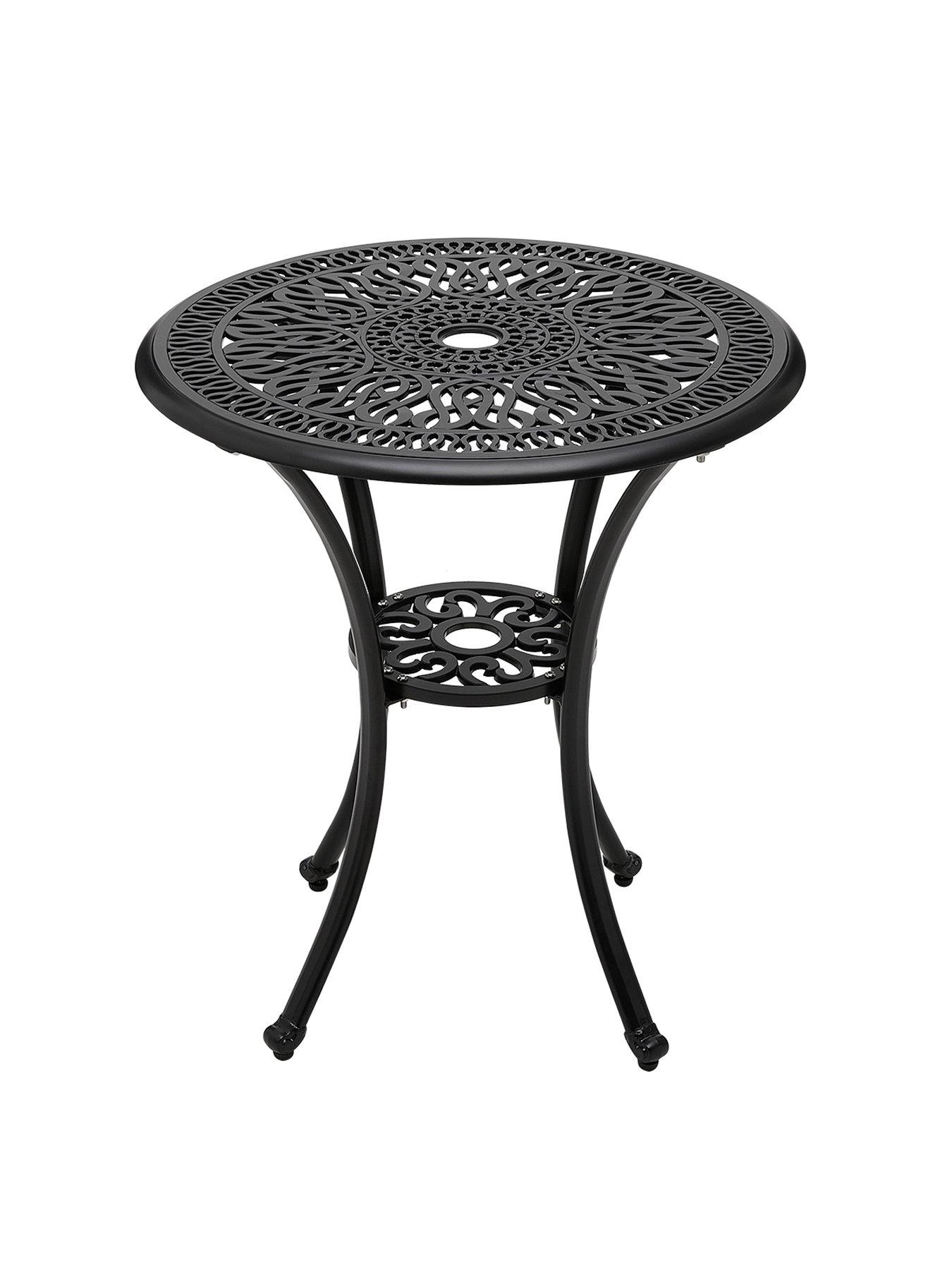 Image 3 of 7 of Living and Home Round Patio Dining Table with 2 Piece Foldable Chairs