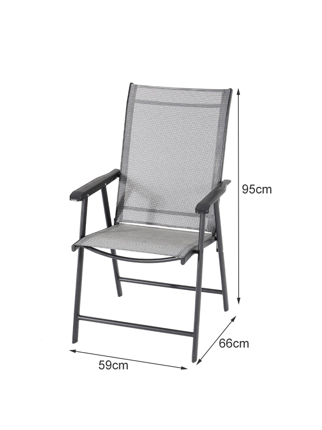 Image 6 of 7 of Living and Home Round Patio Dining Table with 2 Piece Foldable Chairs