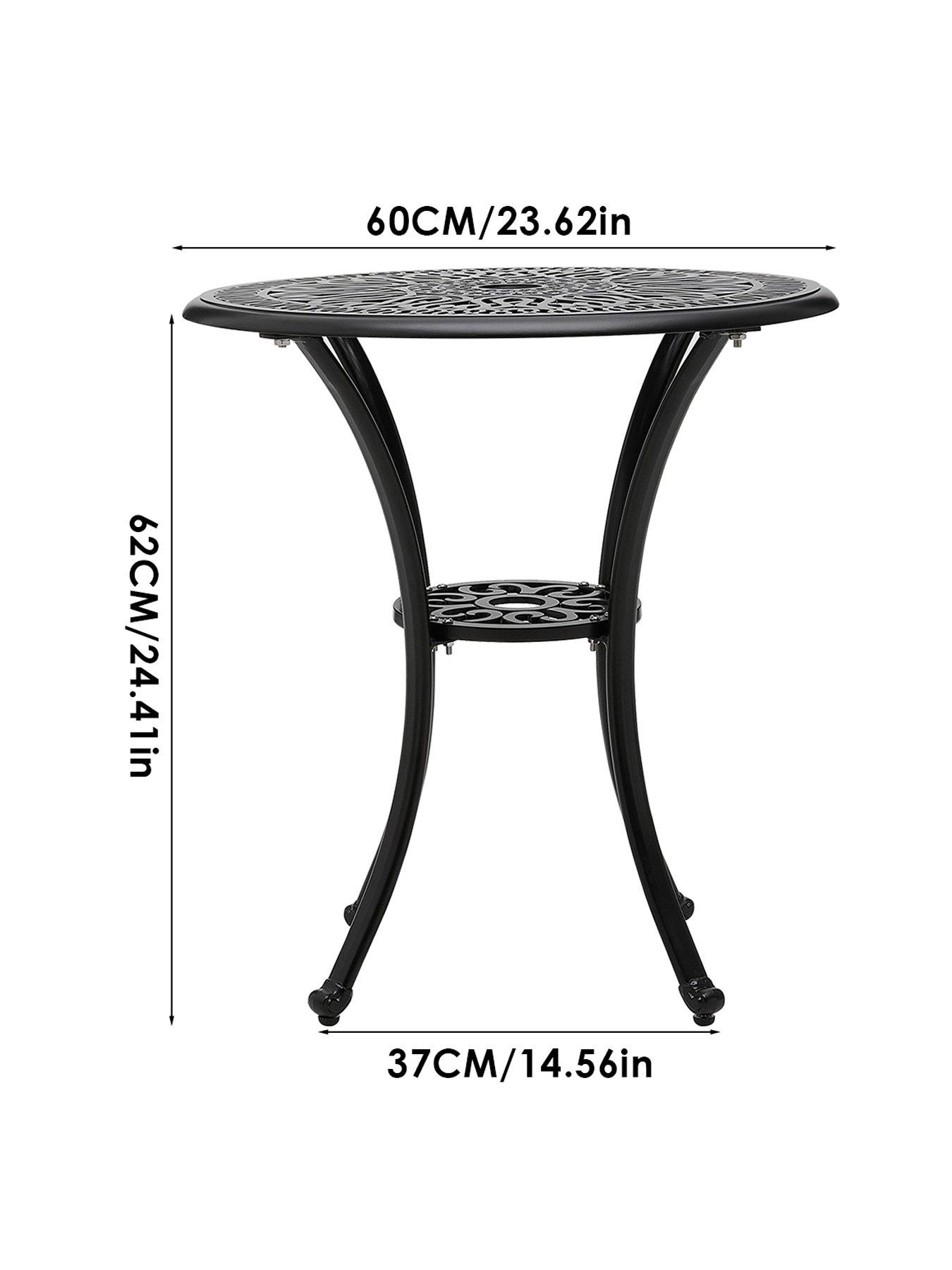 Image 7 of 7 of Living and Home Round Patio Dining Table with 2 Piece Foldable Chairs