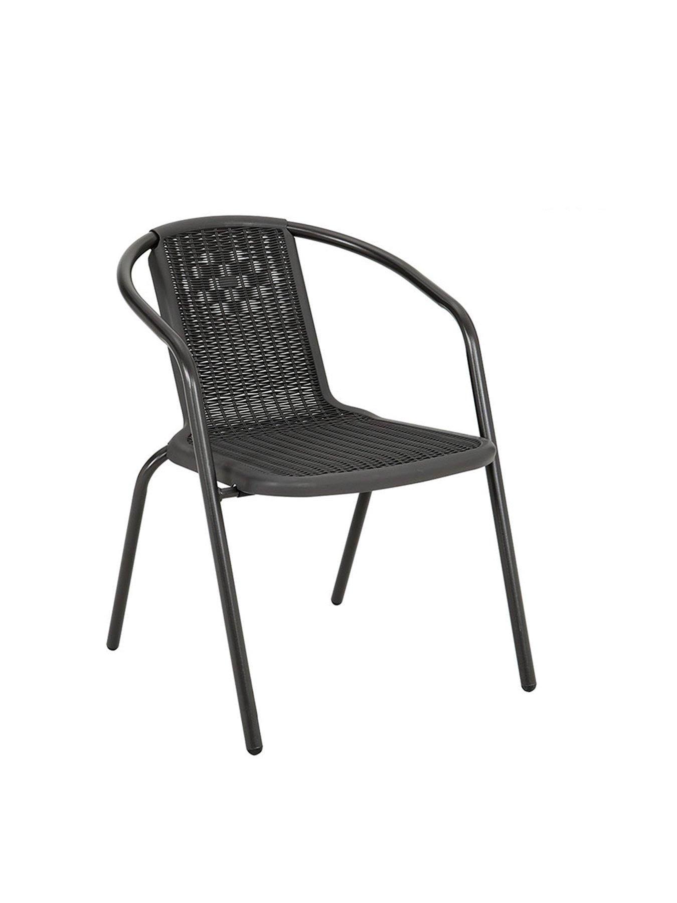 Image 3 of 7 of Living and Home Garden Marble Pattern Table with 6 Rattan Stackable Chairs