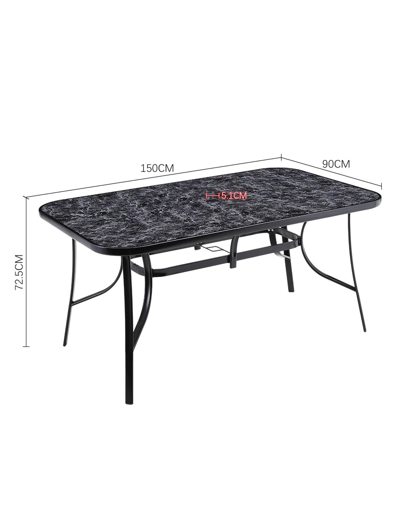 Image 6 of 7 of Living and Home Garden Marble Pattern Table with 6 Rattan Stackable Chairs