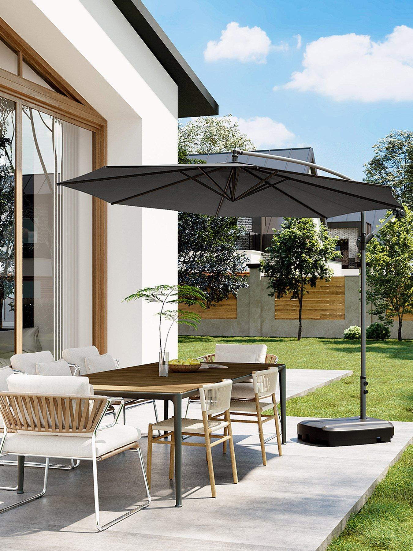Living and Home 3M Banana Cantilever Parasol with Fillable Base on Wheels