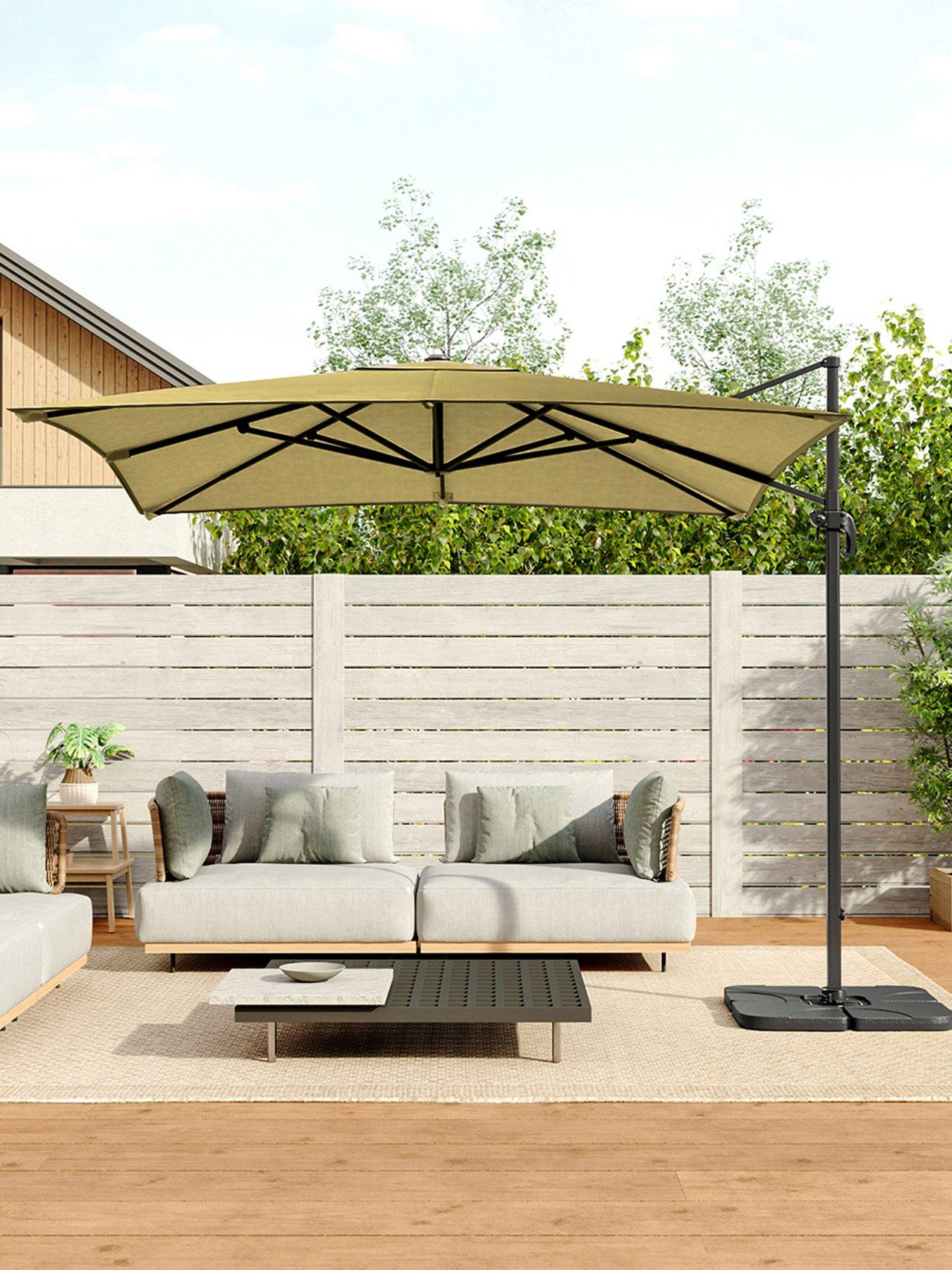 Living and Home 3M Rotating Outdoor Cantilever Parasol with Square Base