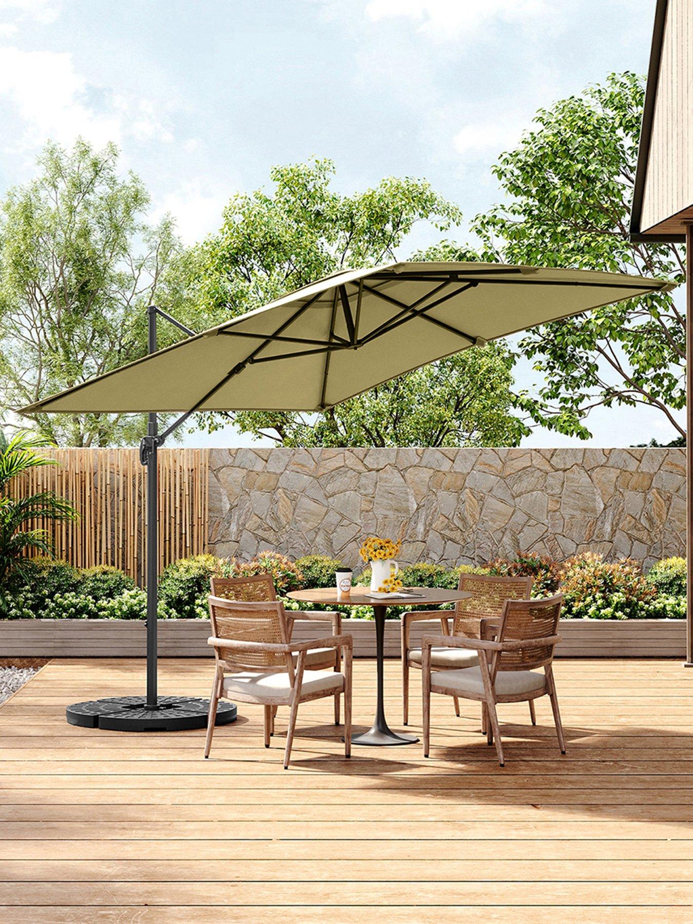 Living and Home 3M Rotating Outdoor Cantilever Parasol with Round Fillable Base