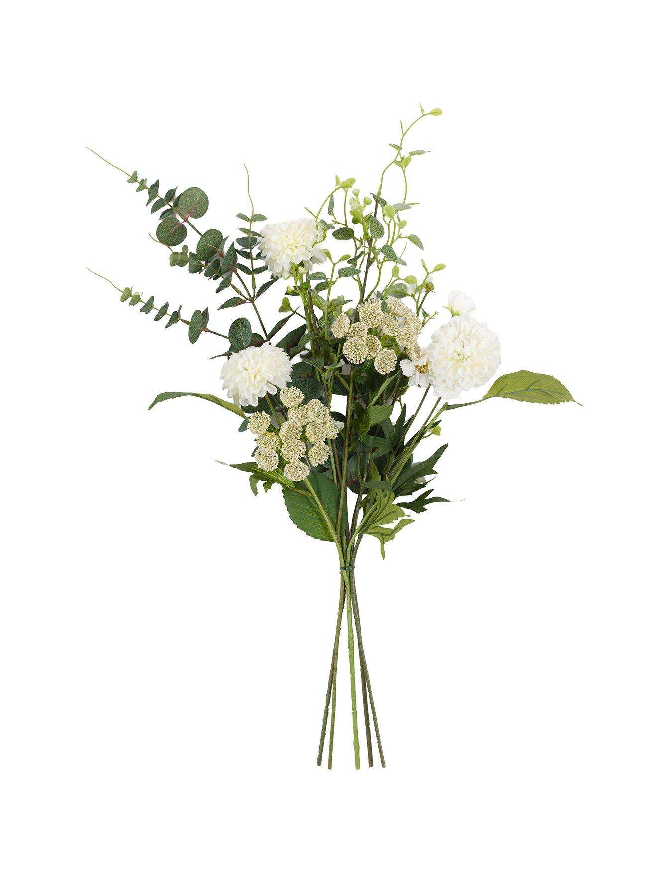 Gallery Cream And Green Faux Floral Wrapped Bouquet 650x370mm