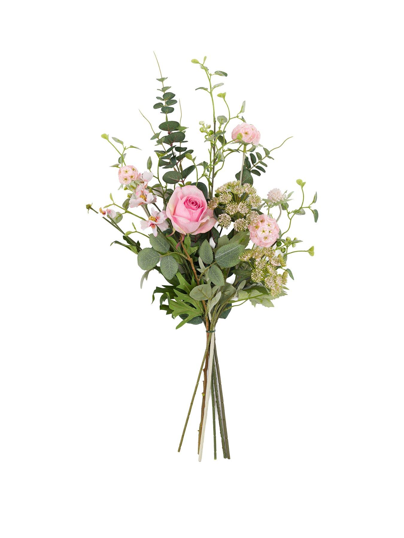 Gallery Direct Pink Faux Floral Wrapped Bouquet 650x370mm