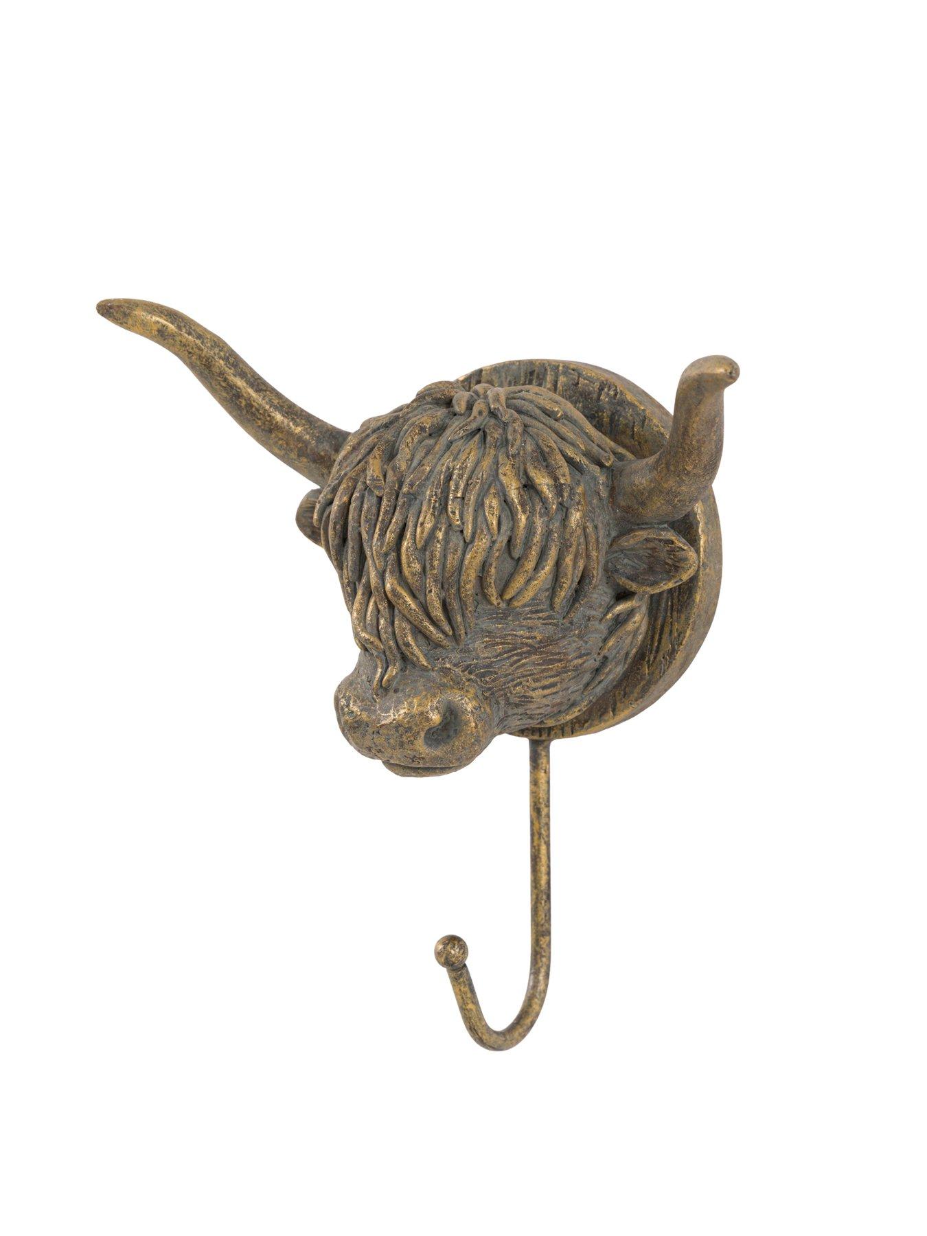 Image 1 of 4 of Gallery Direct Highland Cow Single Hook Bronze 120x80mm