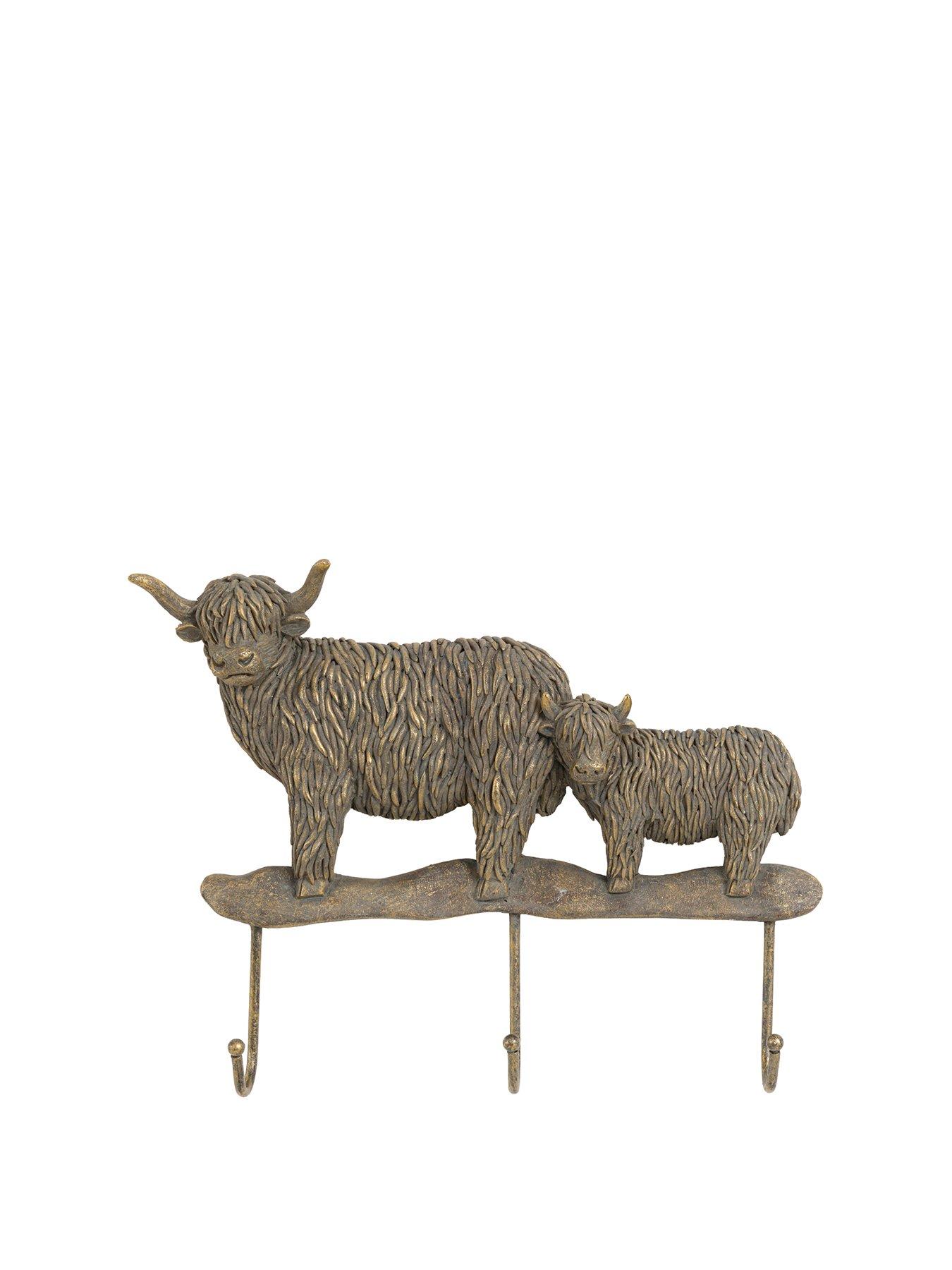 Gallery Direct Highland Cow Pair Double Hook Bronze 200x120mm