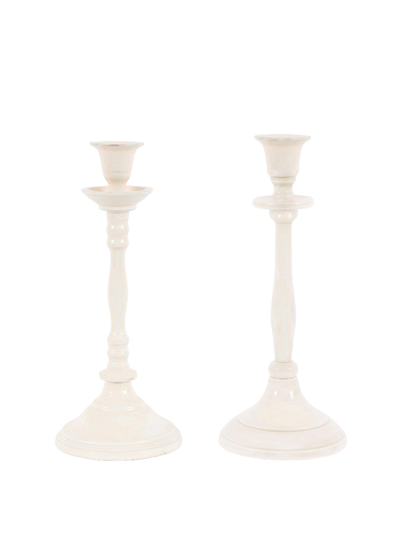 Gallery Direct Set Of 2 Cream Fade Effect Candle Holders