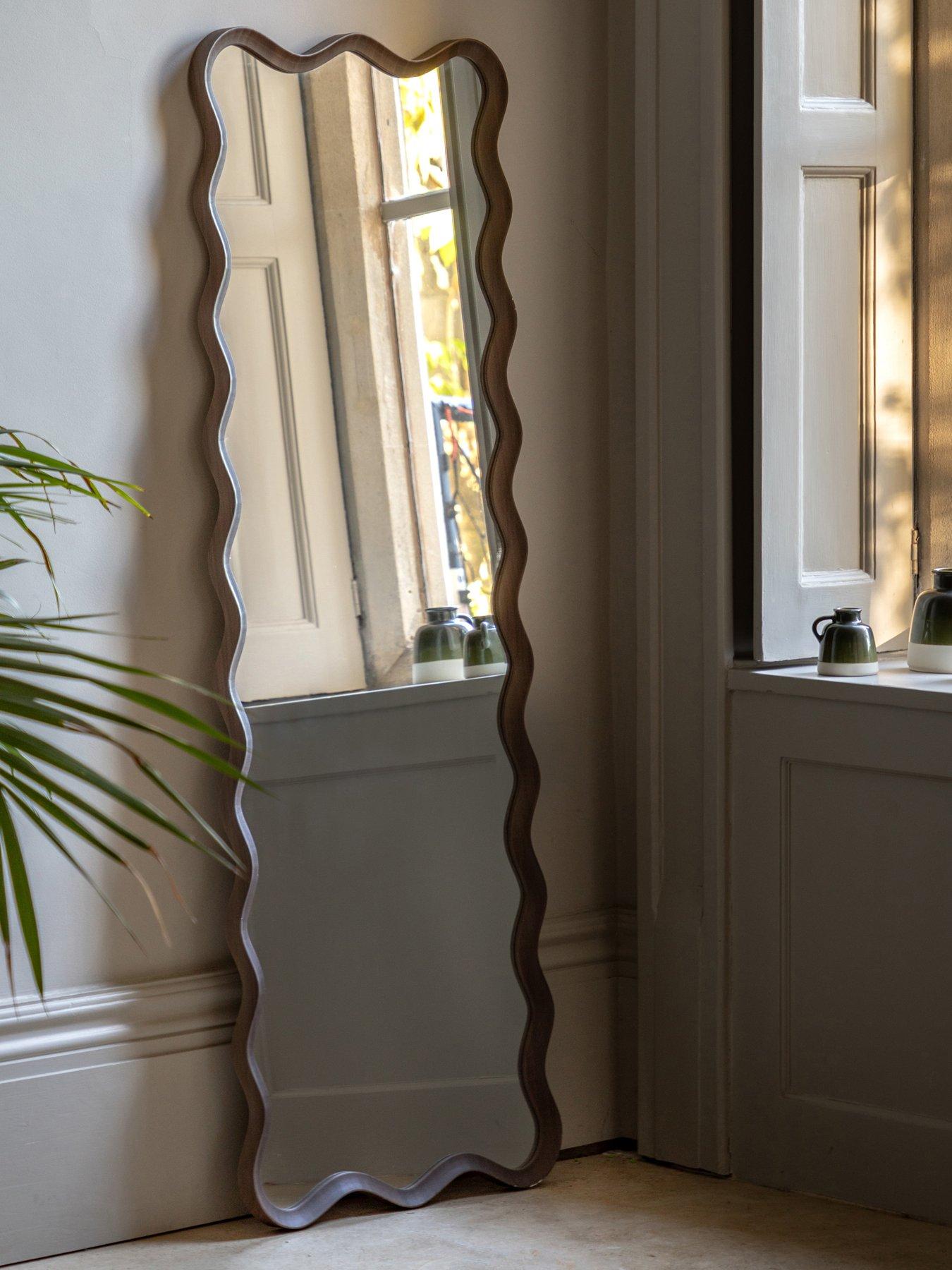 Gallery Direct Wiggle Leaner Mirror Walnut 500x30x1500mm
